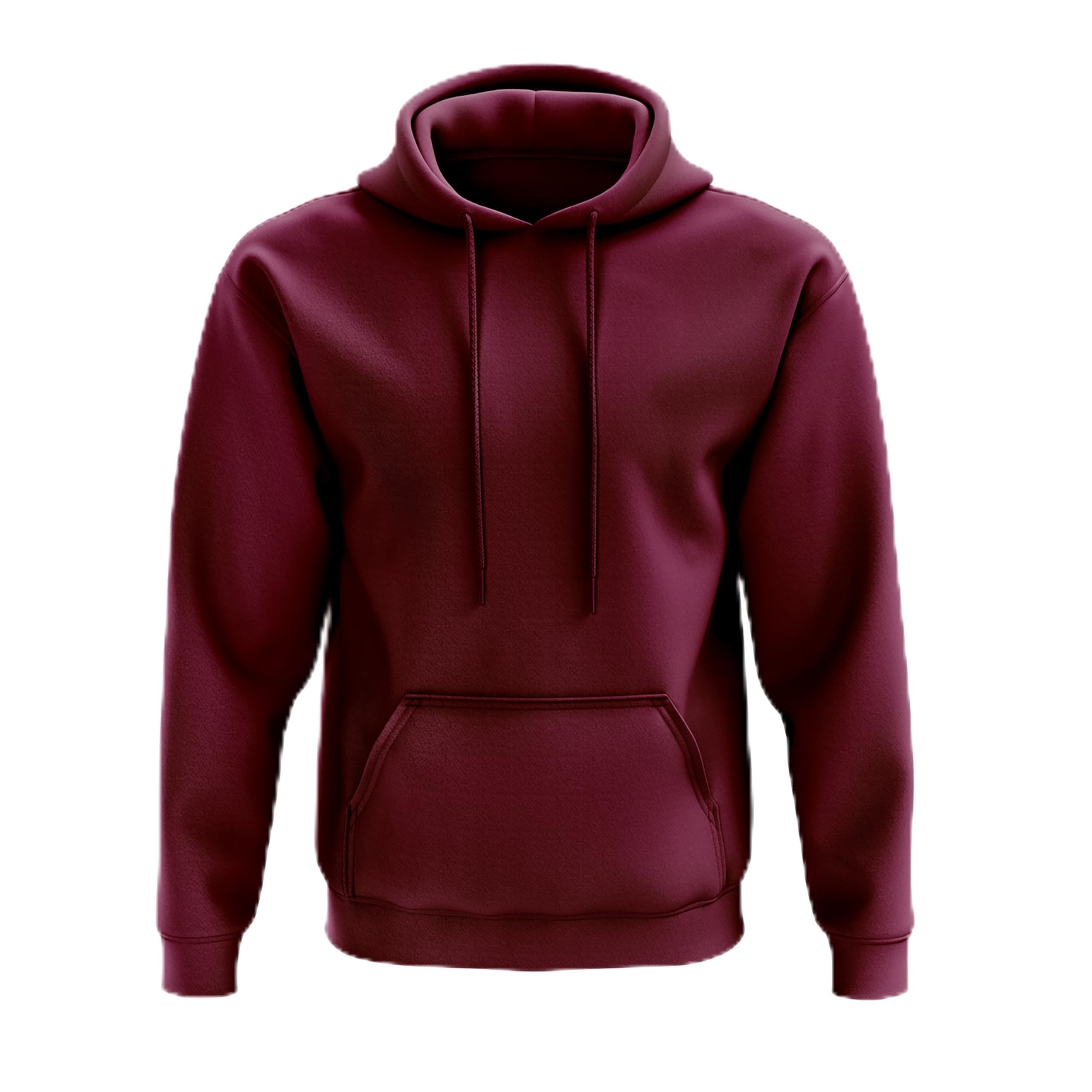 deployed Solid Cotton Unisex Hoodie Maroon-picture-40