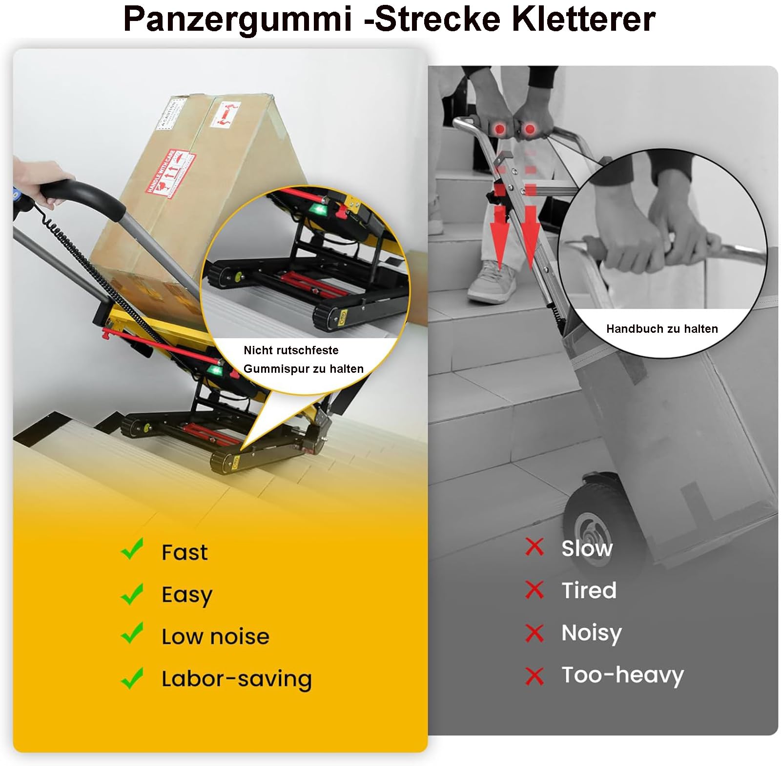Electric Sack Truck, 441 lbs Maximale Tragfähigkeit Elektrischer Treppensteiger Treppen Hoch Und Runter mit Gummiketten für zum Bewegen von Möbeln