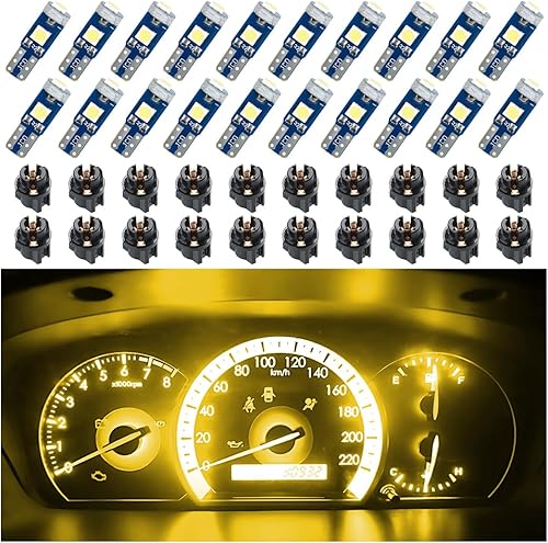 Miniatura 7 de BELOMI 20 luces LED T5 para tablero de automóvil, bombilla alta 3030-3SMD de repuesto con enchufe de bloqueo giratorio, luz súper brillante para