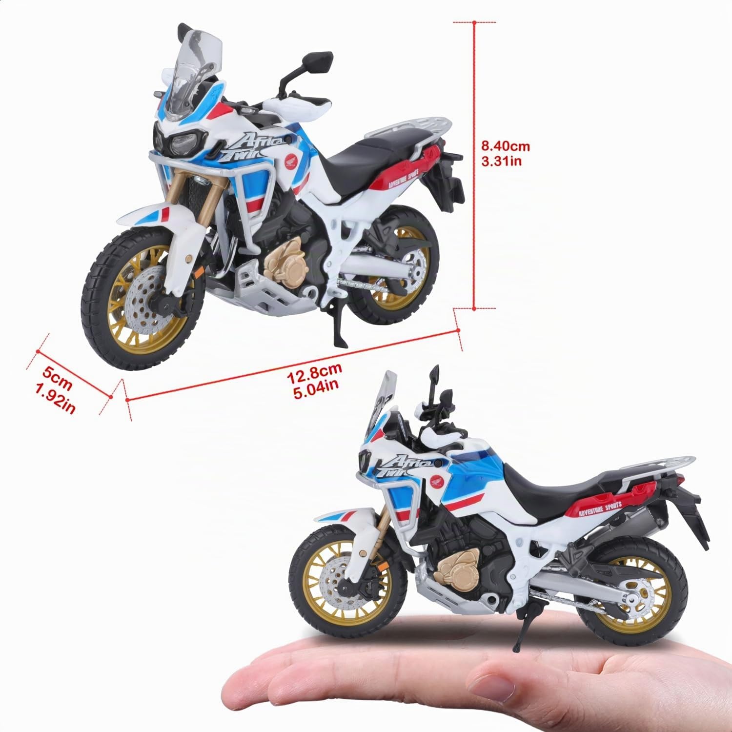 Bburago B18-51082 Honda Africa Twin Adventure, Modelli e Colori Assortiti, Scala 1:18