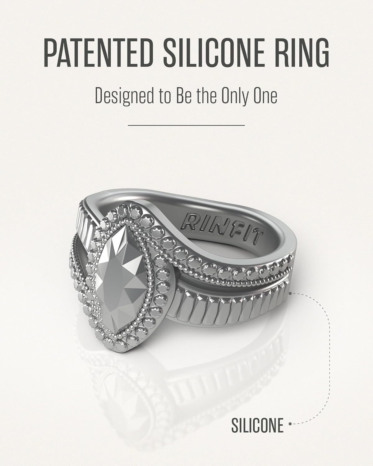 Rinfit Silicone Rings for Women - Promise Ring for Her - Rubber Wedding Bands Women - Marquise & Pear - Patented Design - Image 2