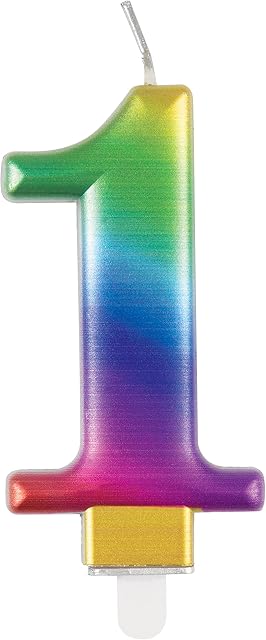 Unique 19631 Birthday Candle Number 1-3.54" | Rainbow | Metallic | 1 Pc