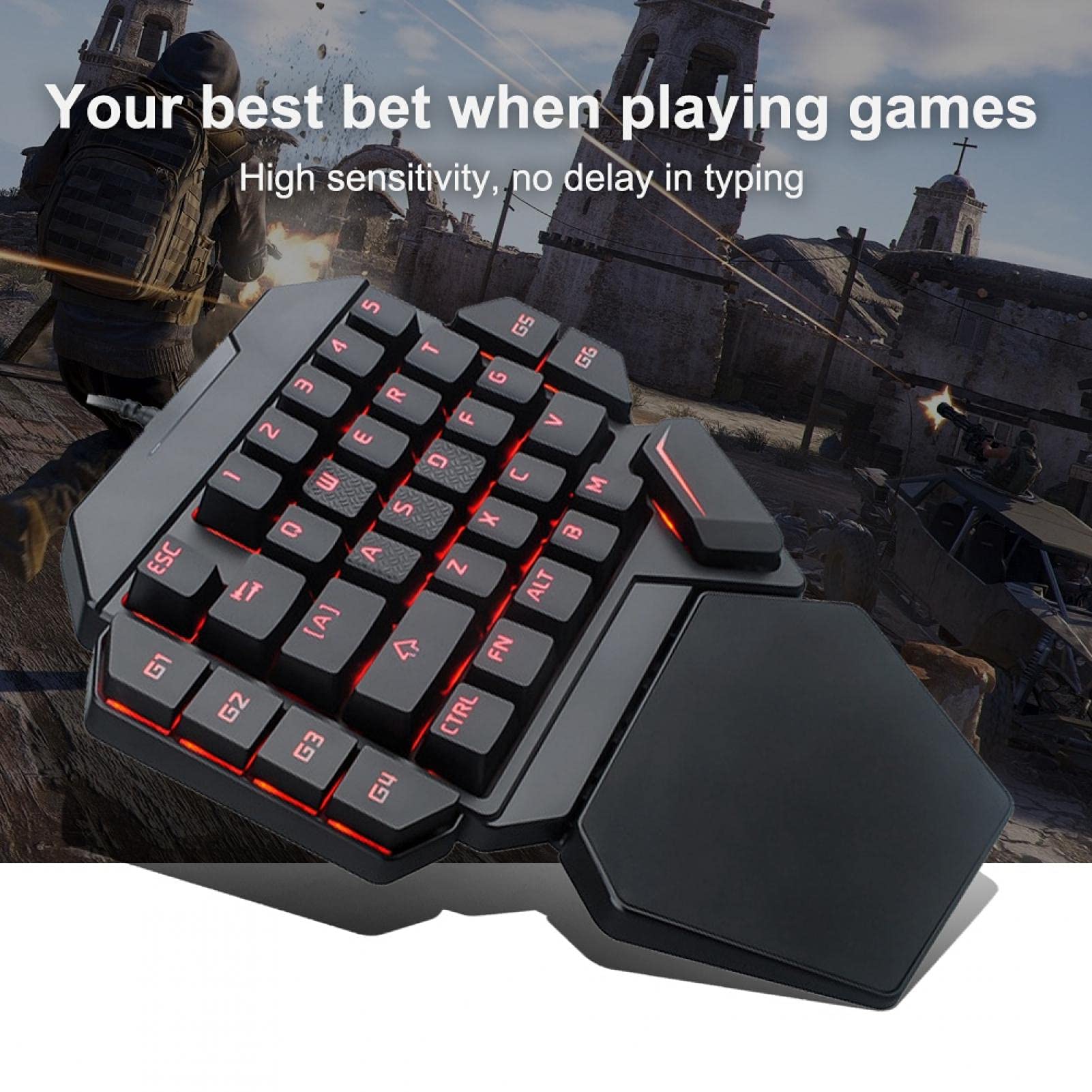Tastiera meccanica a una mano, interruttore blu 35 tasti Tastiera meccanica da gioco luminosa retroilluminata RGB, con funzione di definizione macro, controller di gioco ergonomico per PC Gamer