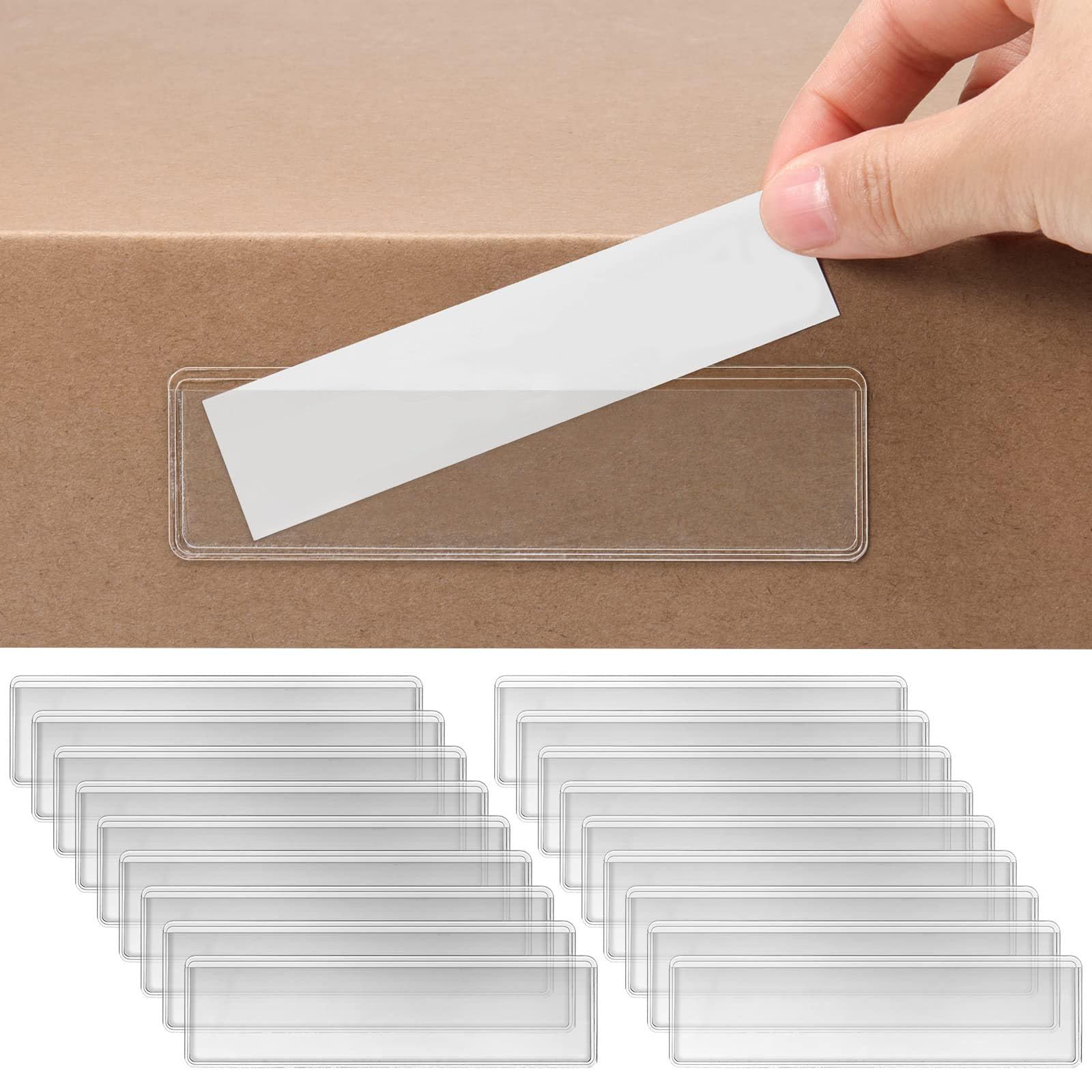 Label Holders Adhesive Shelf Tag Frosting Shelf Tag Index Card Pockets Plastic Drawers File Cabinet Storage Bins Label Holder for Supermarket Bookshelf Mailbox Business Kitchen (50 Pack)