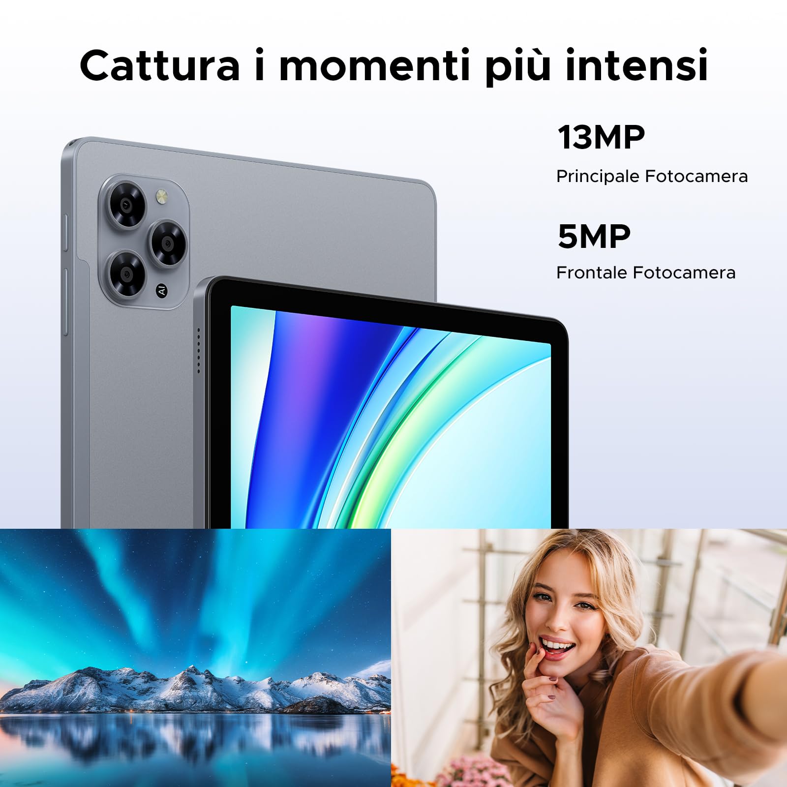TAB G6 Android 16 Tablet 11 Pollici, 4G LTE 90Hz, 30GB RAM+256GB ROM/TF 2TB, Octa-Core Tablet con Sim, 8000mAh/Gemini AI/Widevine L1/13MP+5MP/OTG/BT5/FACE ID/Doppi altoparlanti/3.5mm Jack-Grigio