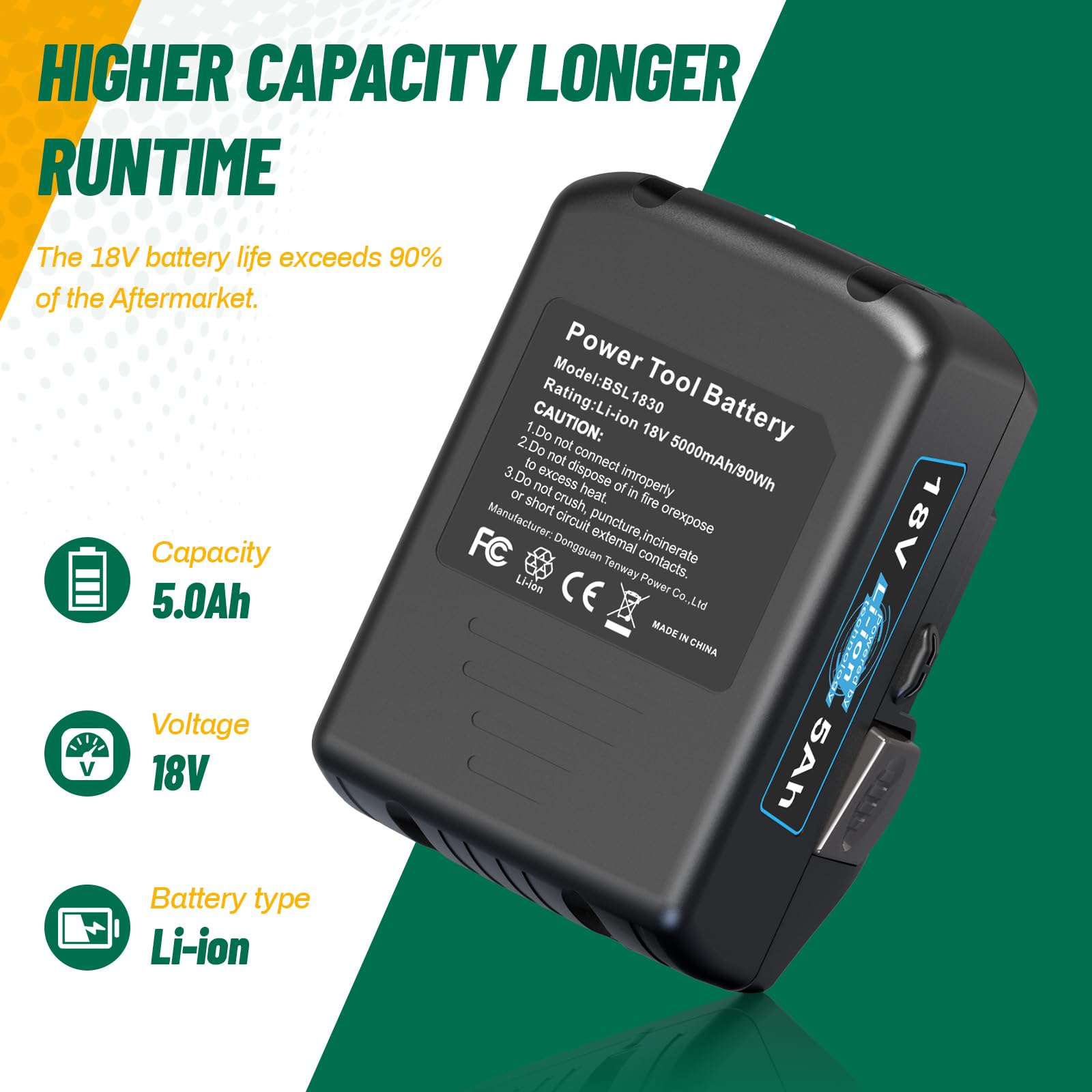 ASUNCELL BSL1830 Batterie 18 V 5 Ah pour outils électriques Hitachi 339782 BSL1830C 330139 330557 BSL1815X BSL1815S C18DSLP4 CJ 18DSLP4 C 18DSL2 FCG 18DL R 18 8DSL