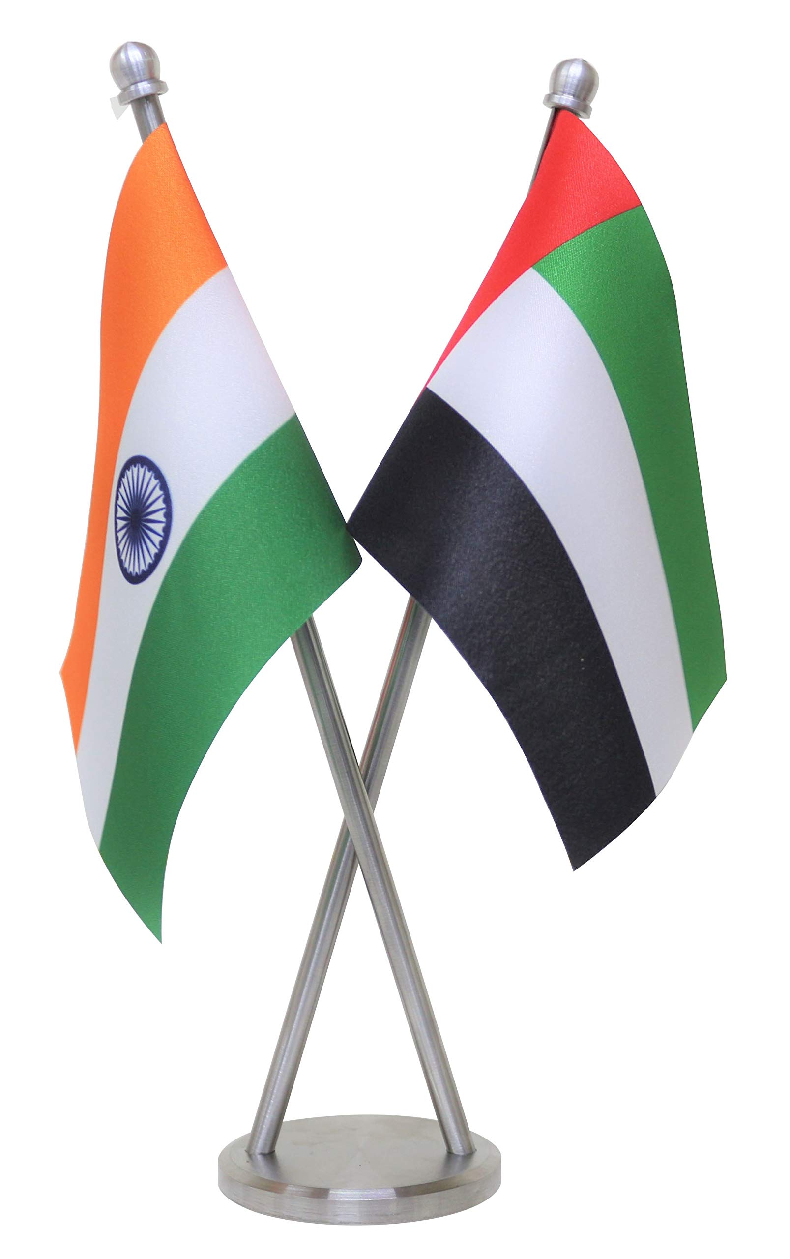 FlagSource India & World Country Miniature Criss-Cross Flag with a Royal Stainless Steel Stand (UAE)
