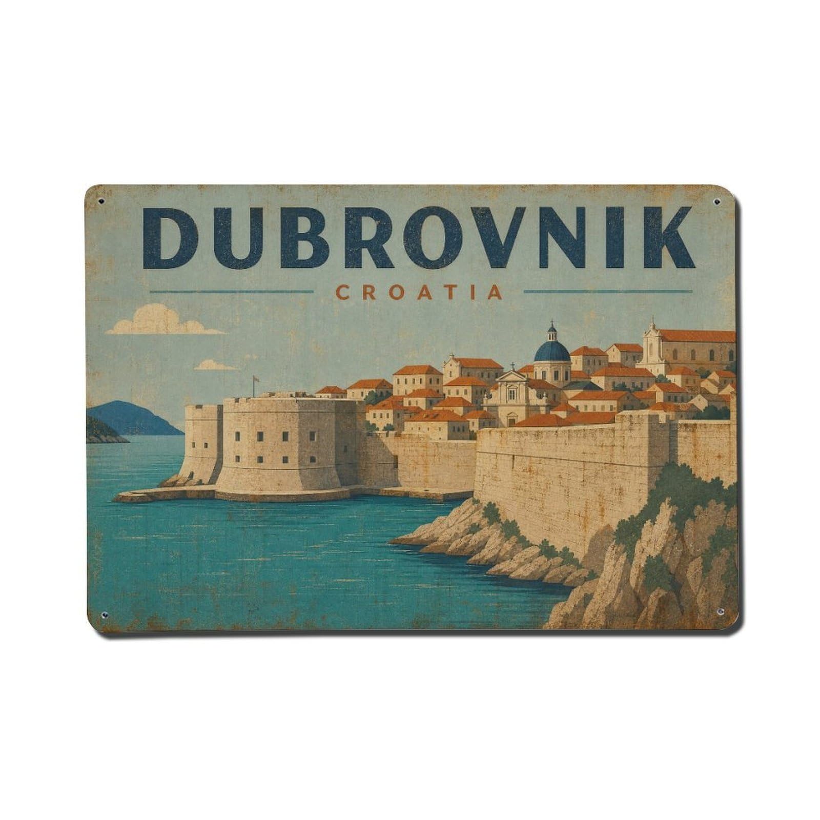 Metal Tin Sign Vintage Travel Croatia Dubrovnik