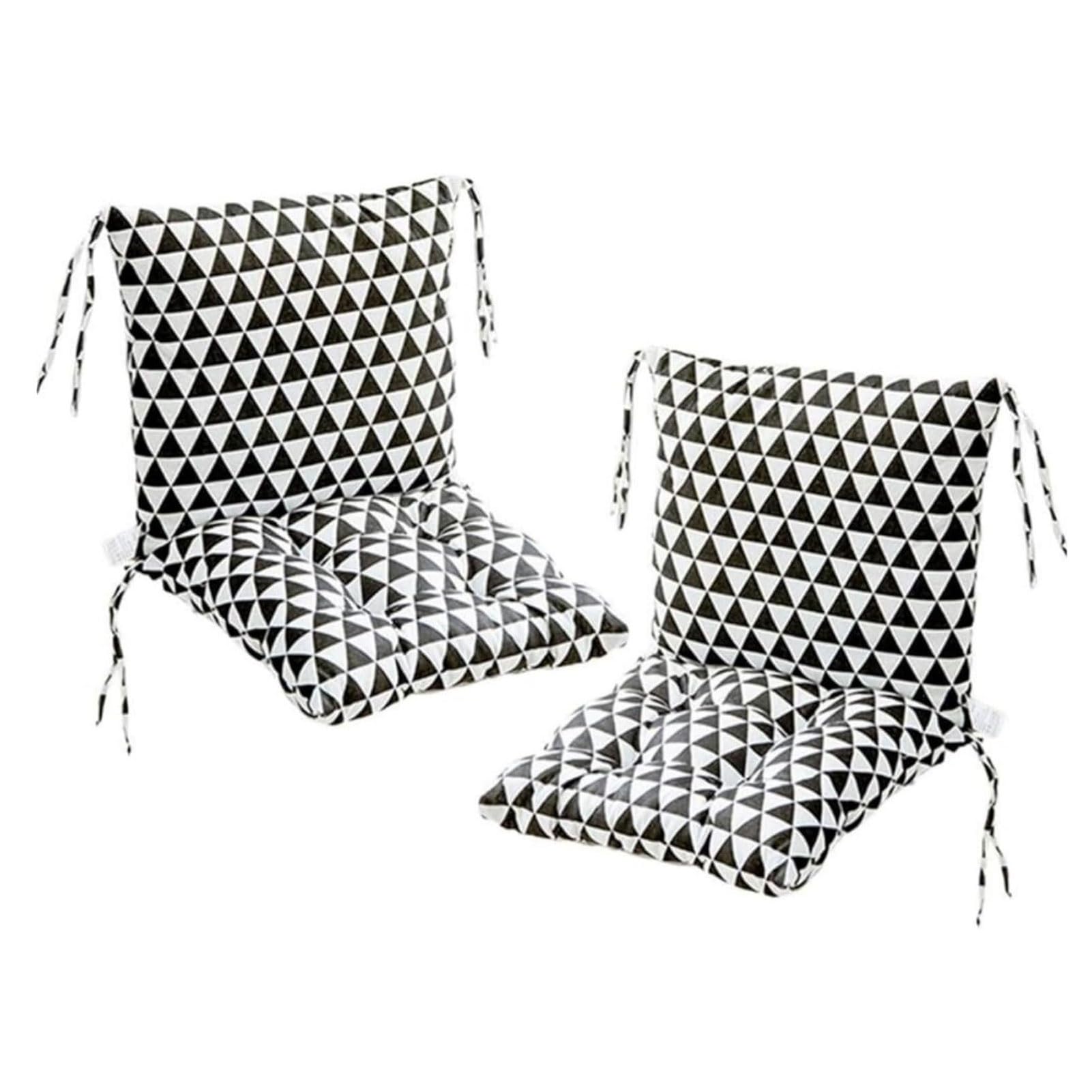 FYCYGG Set of 2 Low-Back Chair Seat Support Cushion, Recliner Cushions Outdoor Garden Patio Seat Cushion with Backrest for Home Office Garden Chair(Black and white)