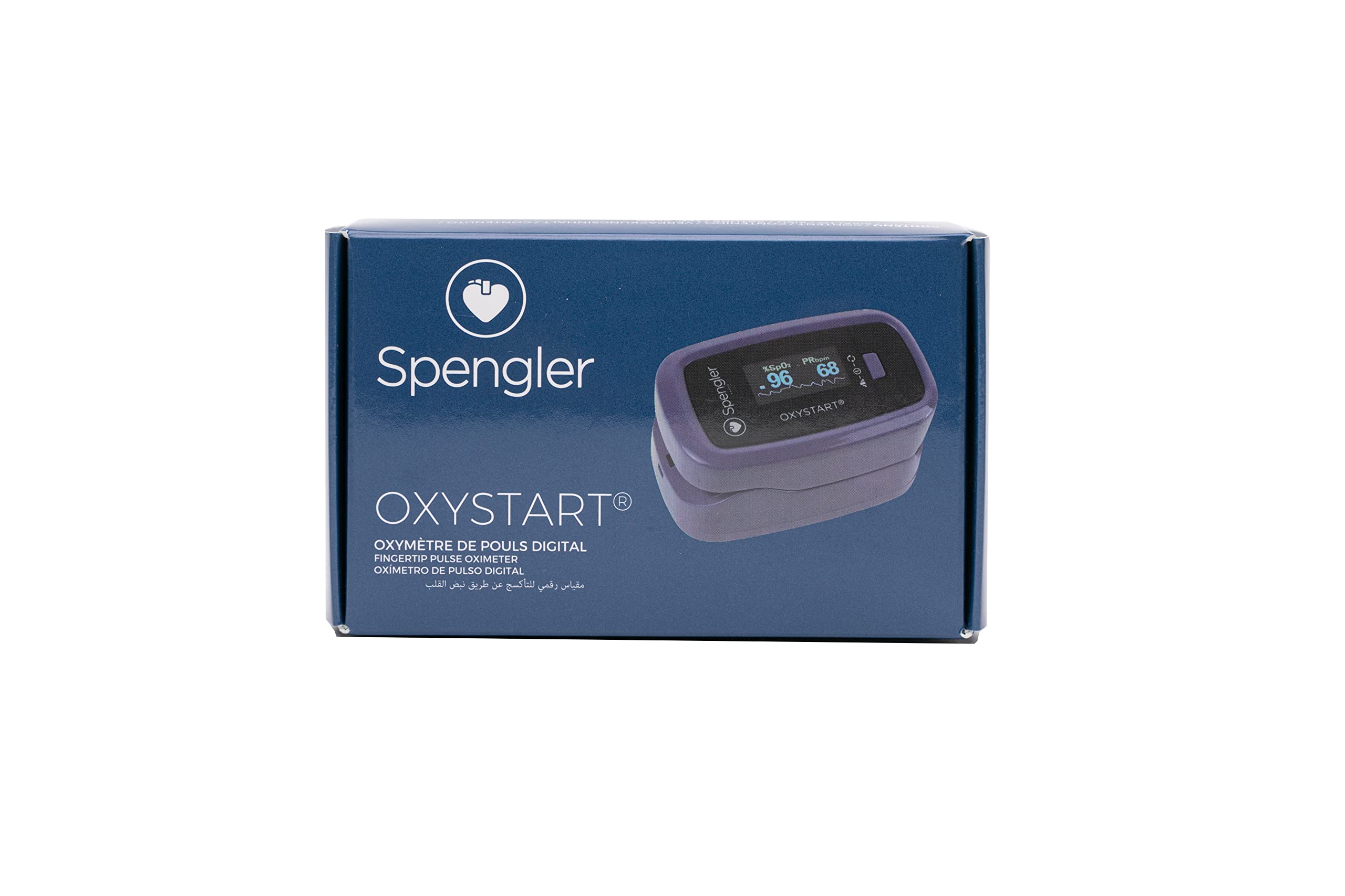 Oxymètre de doigt SPENGLER Oxystart, Oxymètre de Pouls Digital Portable, Facile à Utiliser, Fiable et Précis, Compact et Léger (Bleu Myrtille)