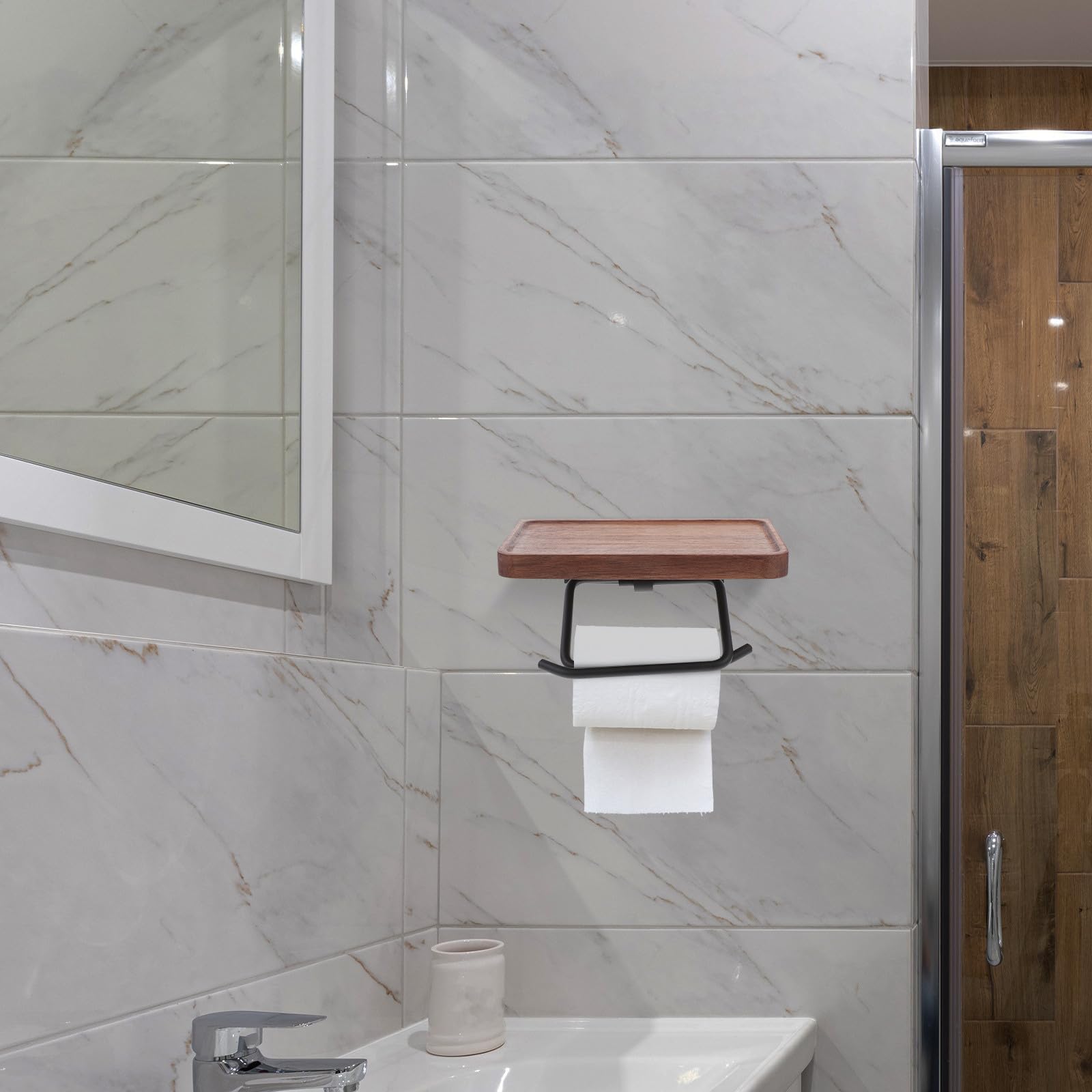 Wandmontierter Toilettenpapierhalter Praktische Ablage Eisen und konkavem Design Großem Fassungsvermögen für Klassische Optik Badezimmer