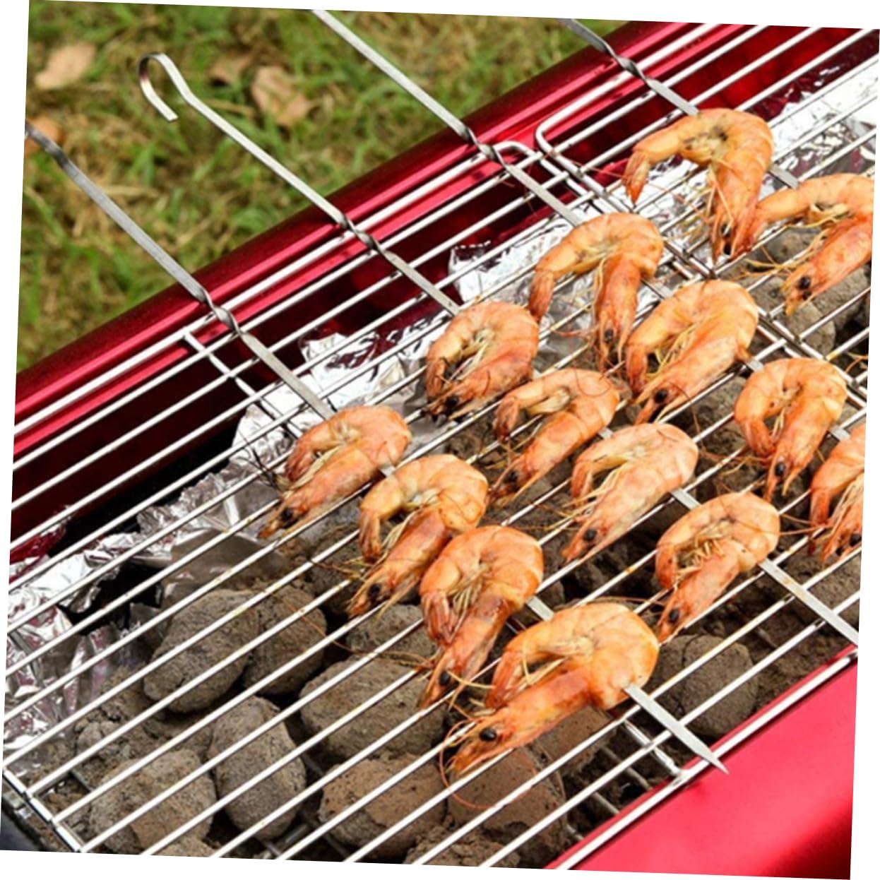 10 piezas Pinchos Inoxidable Reutilizables para Barbacoa al Aire Brochetas Planas Alta Conductividad Térmica y