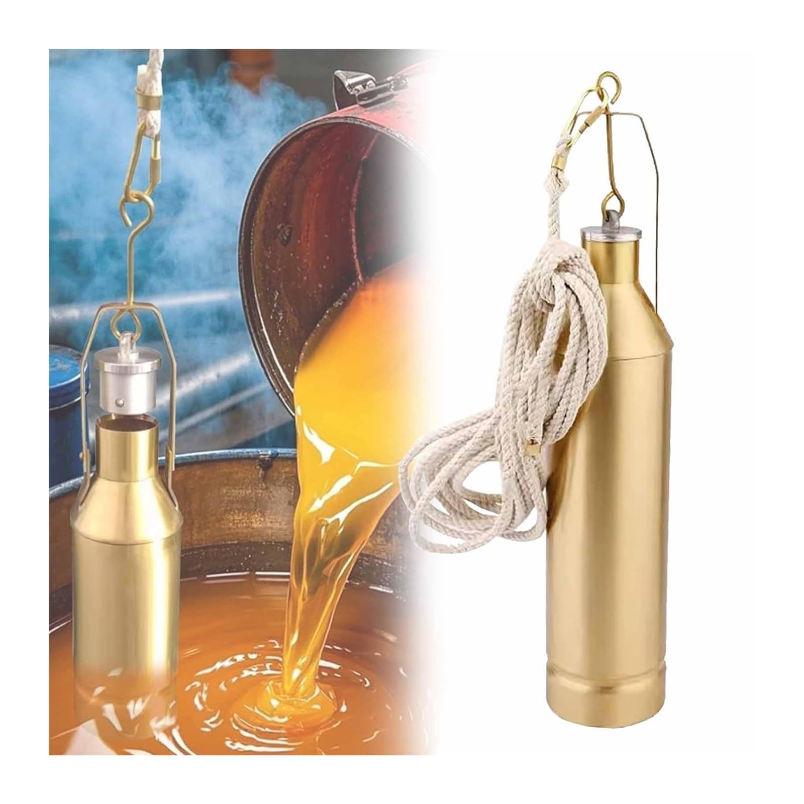 Échantillonneur à Fond Profond pour Huile Industrielle, équipement d'échantillonnage d'huile Portable, collecteur d'échantillonnage de Liquide en cuivre Facile à Nettoyer pour fioul, Huile d