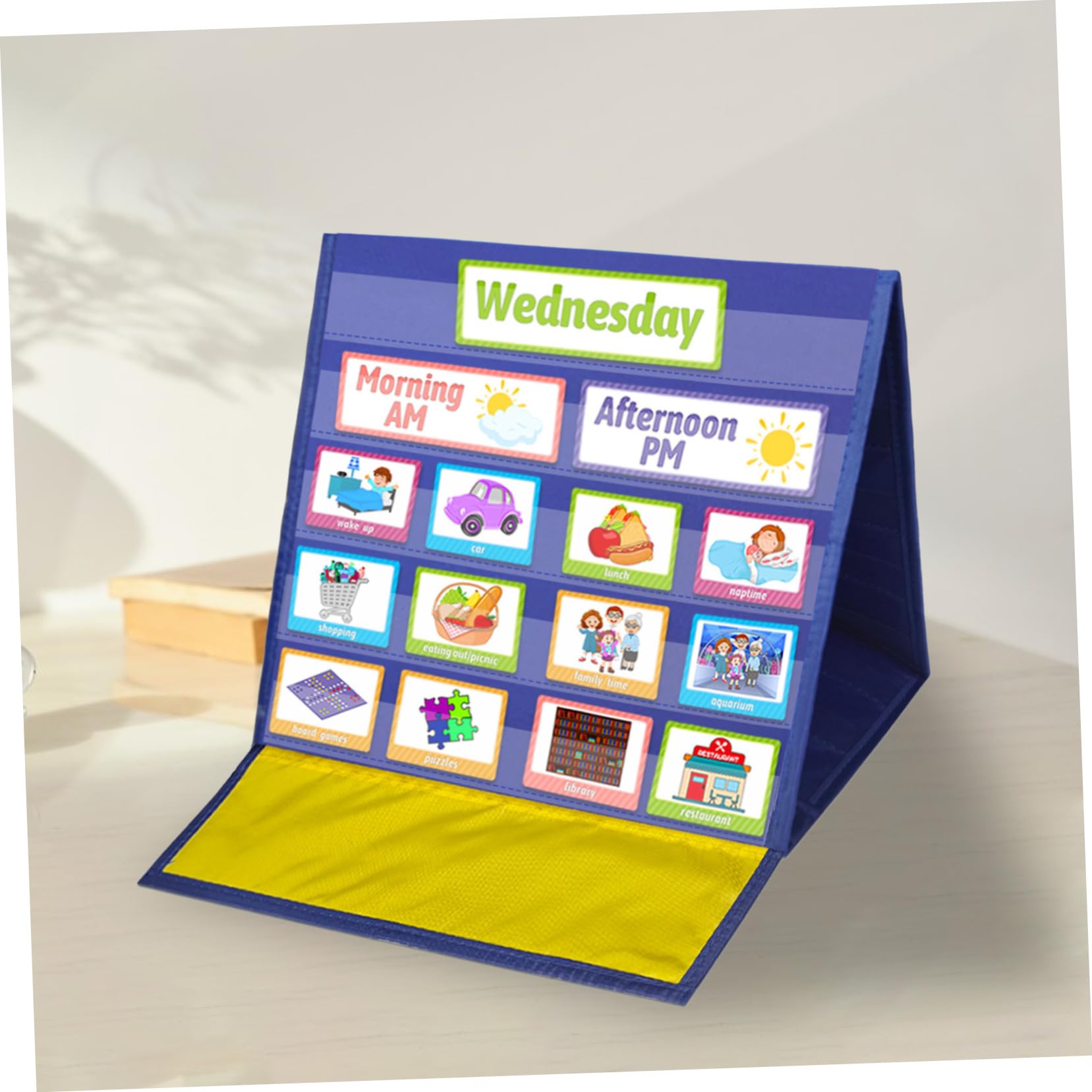 LAPYAPPE Cuadro de Rutina Diaria para Niños Pequeños Azul Visual y Práctico Calendario Escolar para Colgar Pared Horario Semanal para Uso en Hogar y Escuela