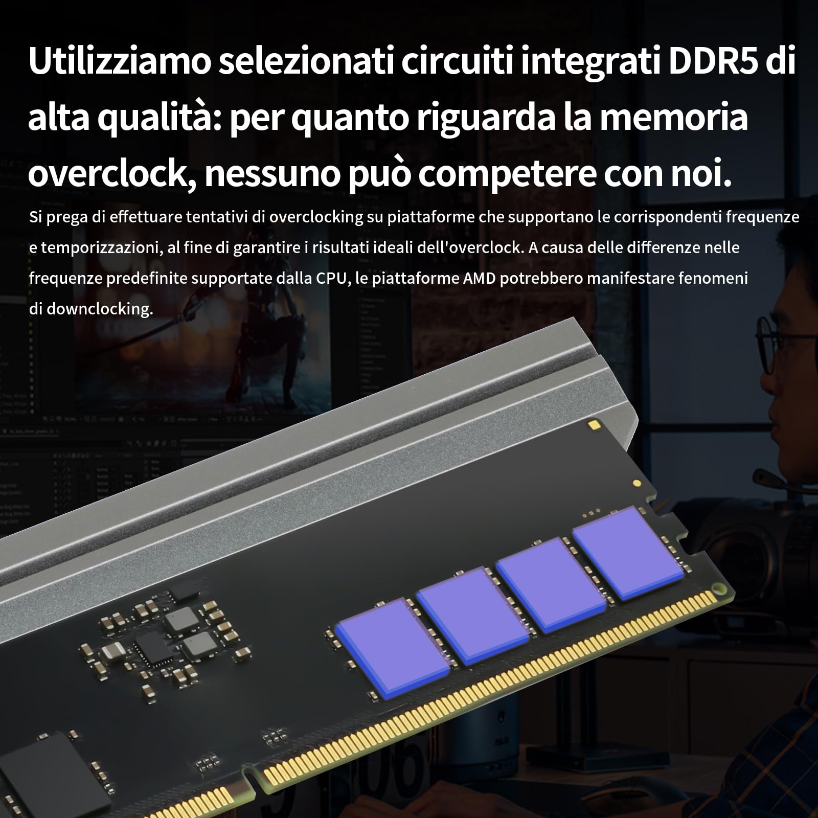 JAZER RAM DDR5 32GB Kit (2 x 16GB) 6000MHz CL36, Memoria Desktop per PC da Gioco, DIMM 288-Pins 1.35V
