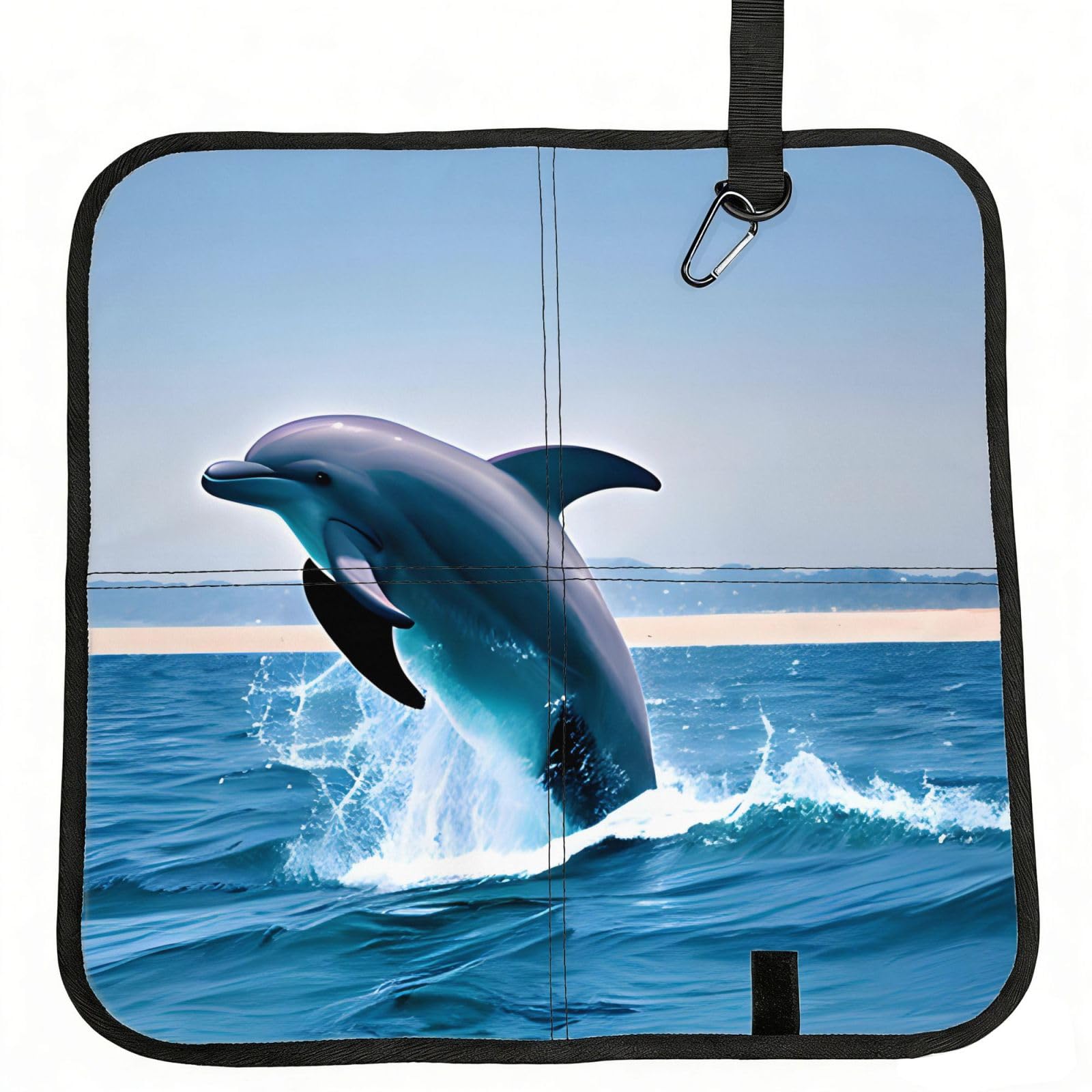 WBQLSL Jumping up dolphins Foldable Seat Cushion - Portable Stadium Pad with Carabiner for Camping Hiking Picnic Beach