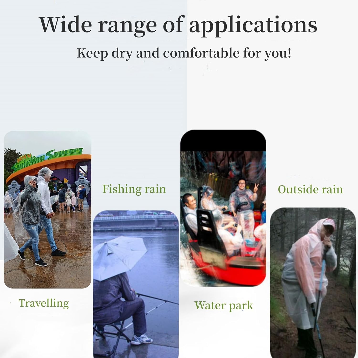 Rain Ponchos for Adults Reusable2 Pcs Rain Coats,Extra Long EVA Rain Jackets with Hood and Drawstring for Women and Men - Image 6