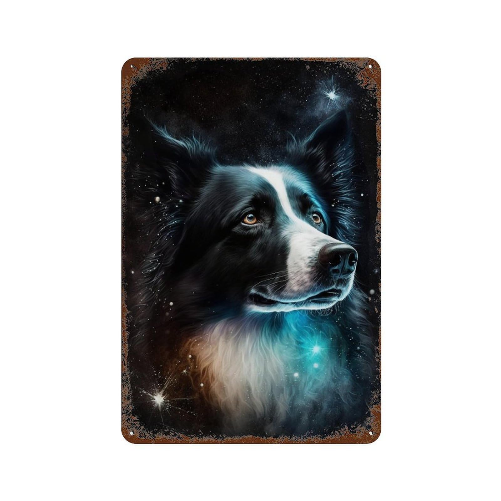 Vintage Rust Metal Sign Galactic Pup Portrait -2 11.8"x7.9", Vintage Wall Decor for Office, Studio And Wall Decor