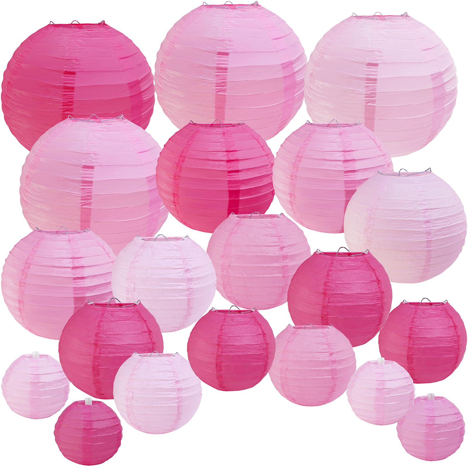 Winlyn 20 Pack Pink Paper Lanterns Party Decorations Hanging Round Chinese Paper Lanterns 4