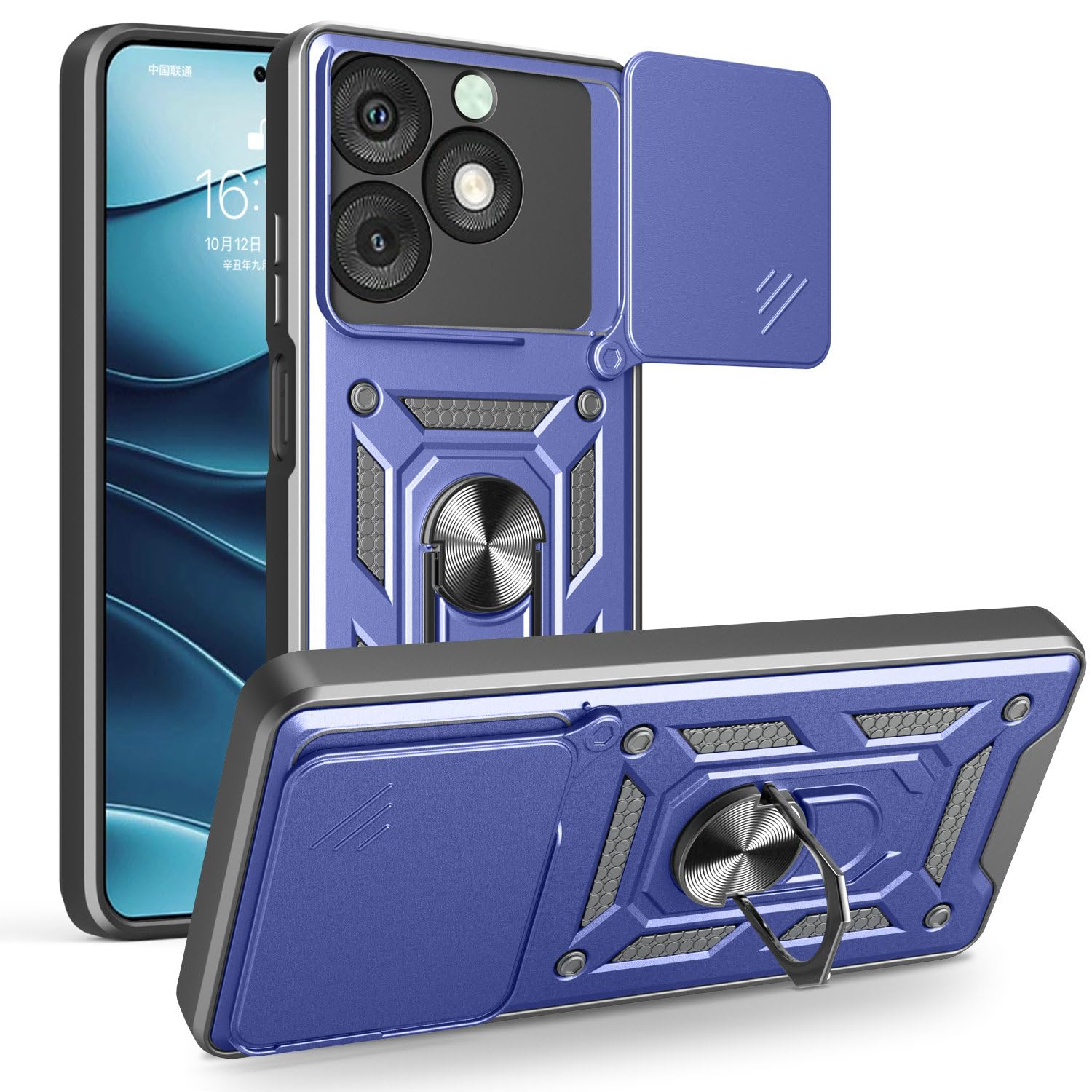 Coque itel A50 4G bleue avec protège-objectif intégré pour modèle A507LXU - 8