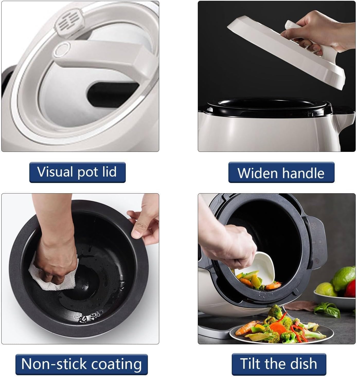 Commercial Food Processor, Intelligent Automatic Cooking Machine With 360° Rotating & 3 Speed Adjustable, Touch Panel Cooker Robot(110V)