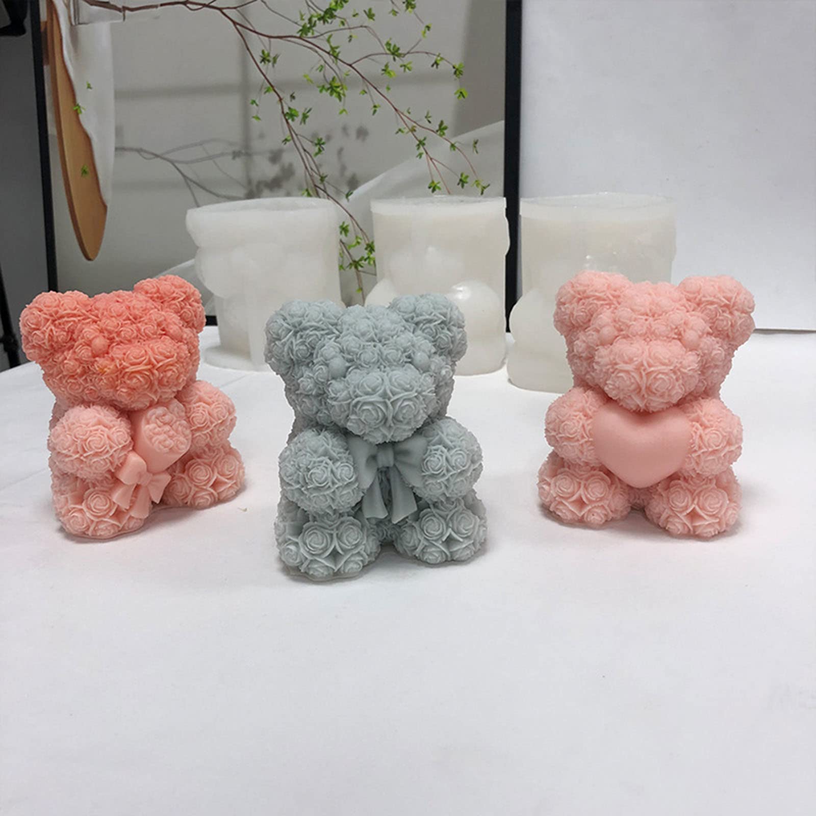 Molde de chocolate de silicona, moldes para bombones en forma de oso, utensilio de horneado, material de silicona antiadherente para hornear en la cocina, moldes para velas de osos para hacer velas