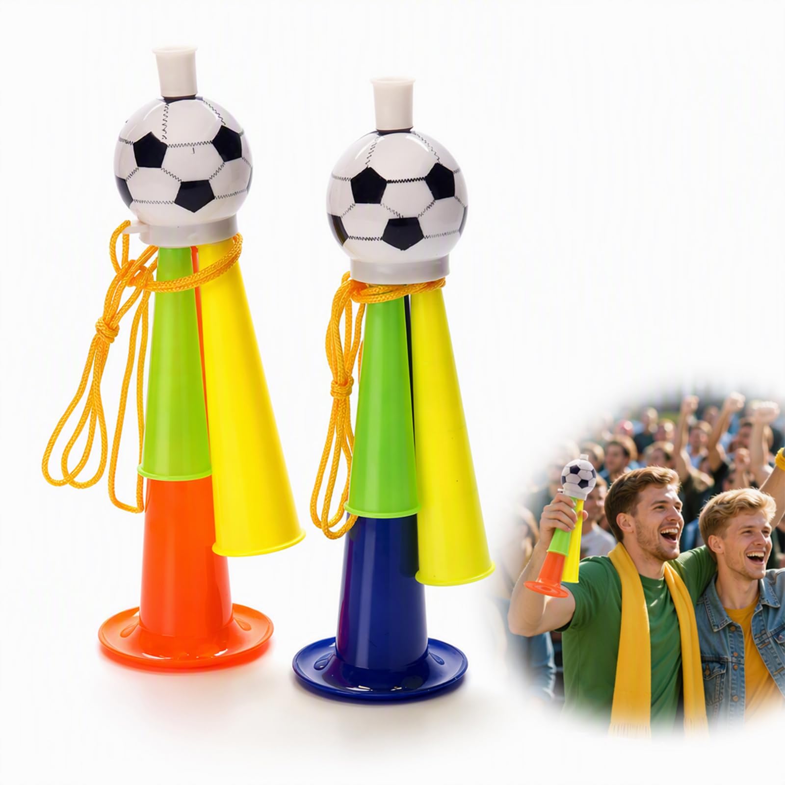 2-Pack Toy Trumpet, Medium 19 cm Football Horns for Stadium Cheering, Durable Blow Horn for Sports Events