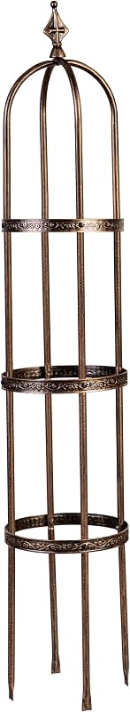 Evergreen 5 ft Garden Trellis for Climbing Plants Vines, Jasmine & Flowers, Rustproof Metal Obelisk Trellises, Outdoor & Indoor Plant Support for Potted Planters (Antique Copper)