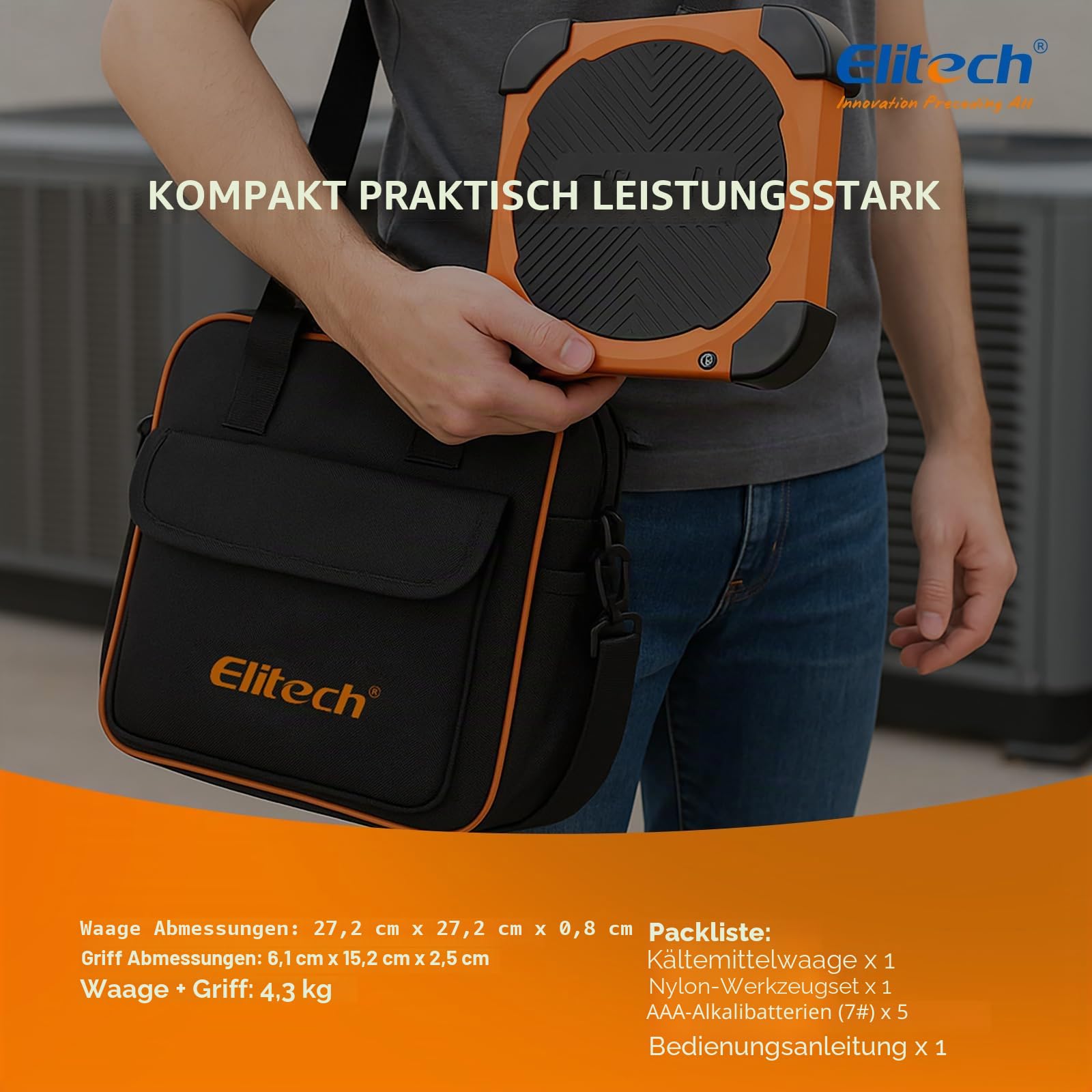 Elitech Elektronische Kältemittelwaage,100KG Kältemittel-Füllwaage,Digitale Gewichtswaage für HVAC und AC Hohe Genauigkeit LMC-200