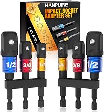 Impact Socket Adapter Set for Drill - Tools for Men Gadgets 1/4" 3/8" 1/2" Impact Grade Driver Bit Set Extension Bit with Holder Ratchet Wrench Nut Hex Drive Adapter Hand Power Accessories Cool Stuff