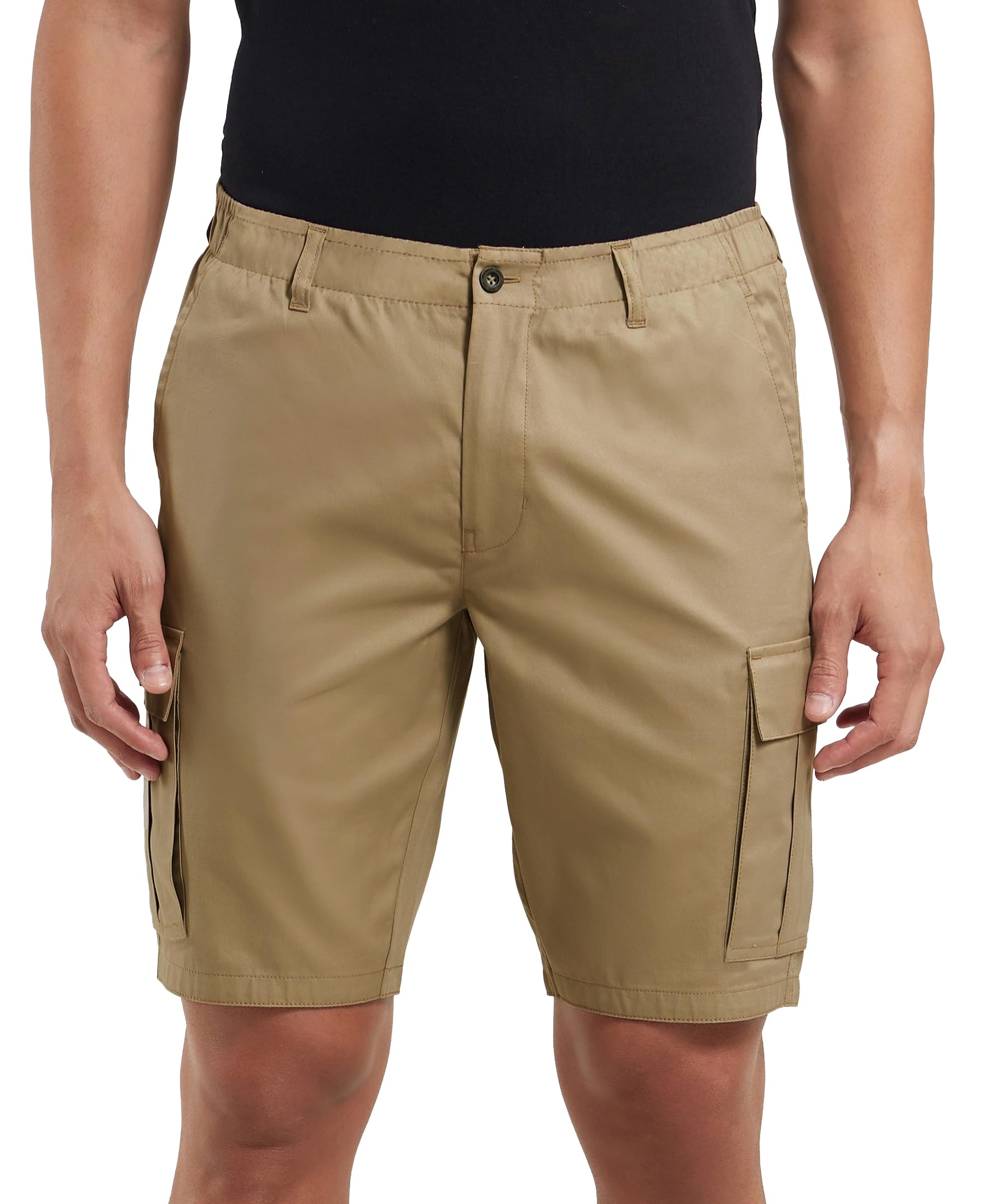 Wrangler UM17 Men's Super Combed Mercerised Cotton Woven Straight Fit Cargo Shorts in neutral