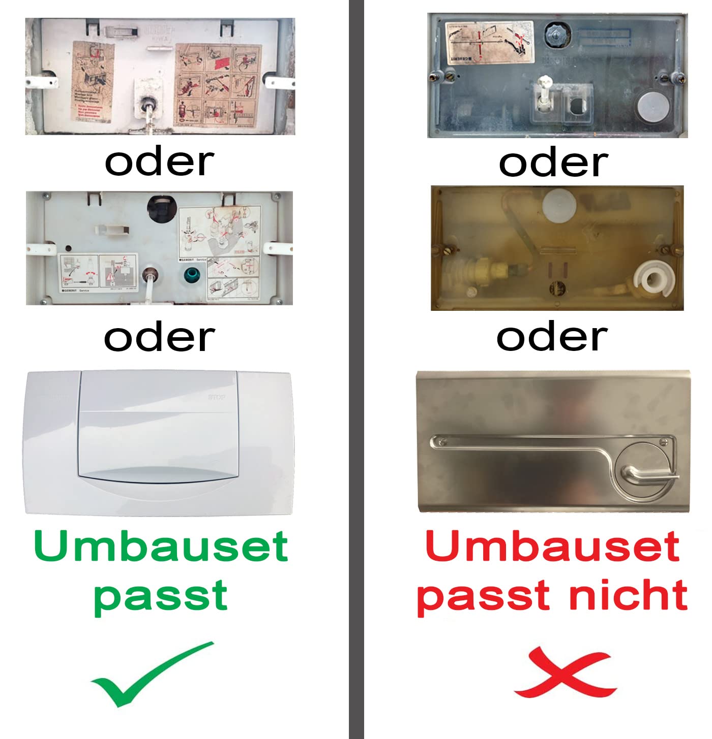 Ersatzteilset für Geberit Spülkästen Bj 1988-98 Umrüstung 2-Mengen-Spülung | Ersatzteilset zur Reparatur und Umrüstung auf 2-Mengen-Spülung