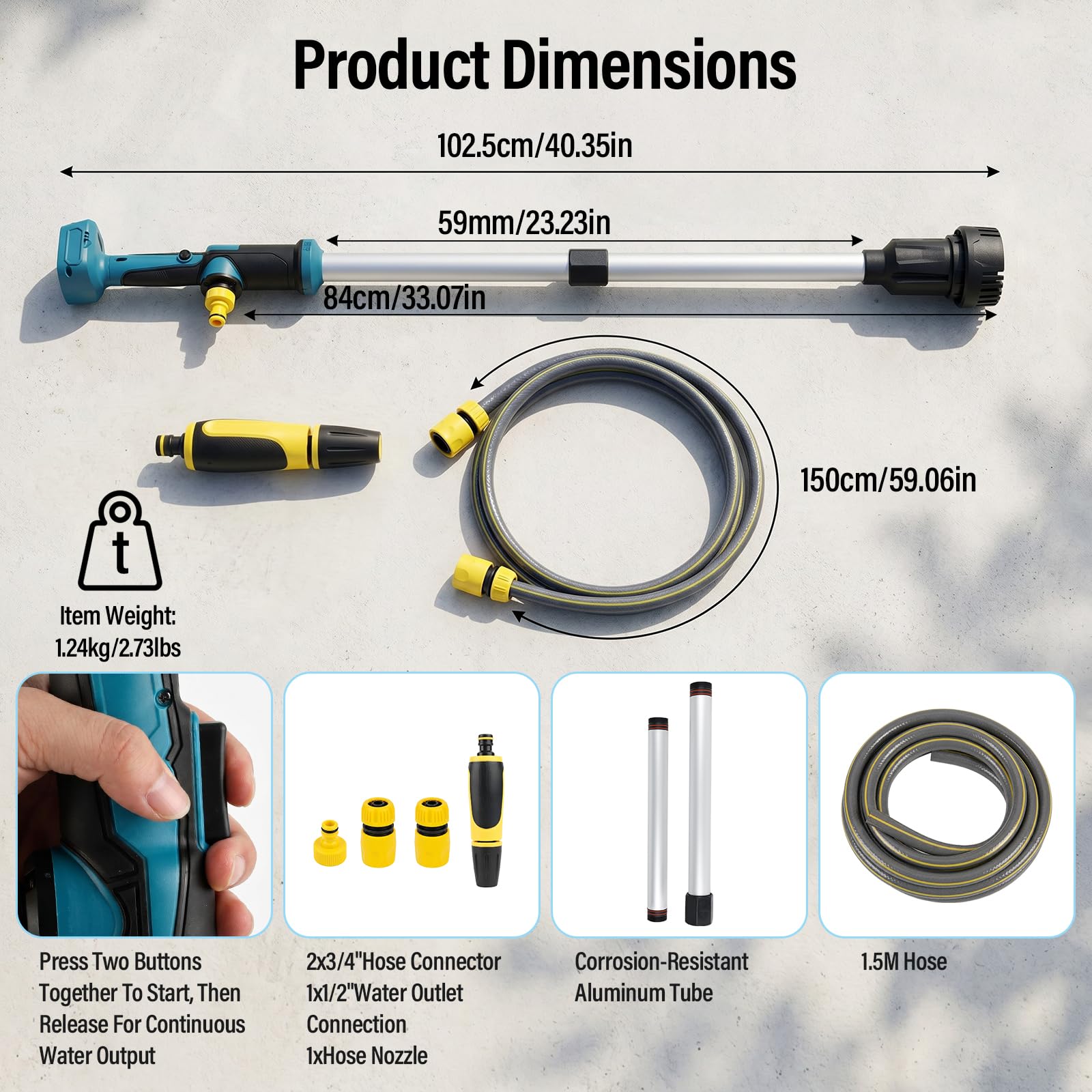 Akku Regenfasspumpe Wasserpumpe Kompatibel mit Makita Akku 18V | Kabellose Stab-Wassertransferpumpe, Tragbare Elektrische Wasserpumpe 3600 l/h, Förderhöhe 3 m für Pool/Gärten(no Akku)
