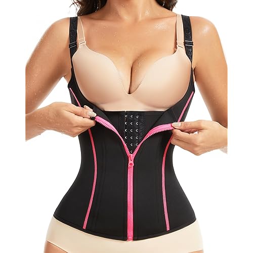 Waist Trainer Corset for Women Tummy Control Sport Workout Waist Cincher Zipper Body Shaper Vest with Adjustable Straps