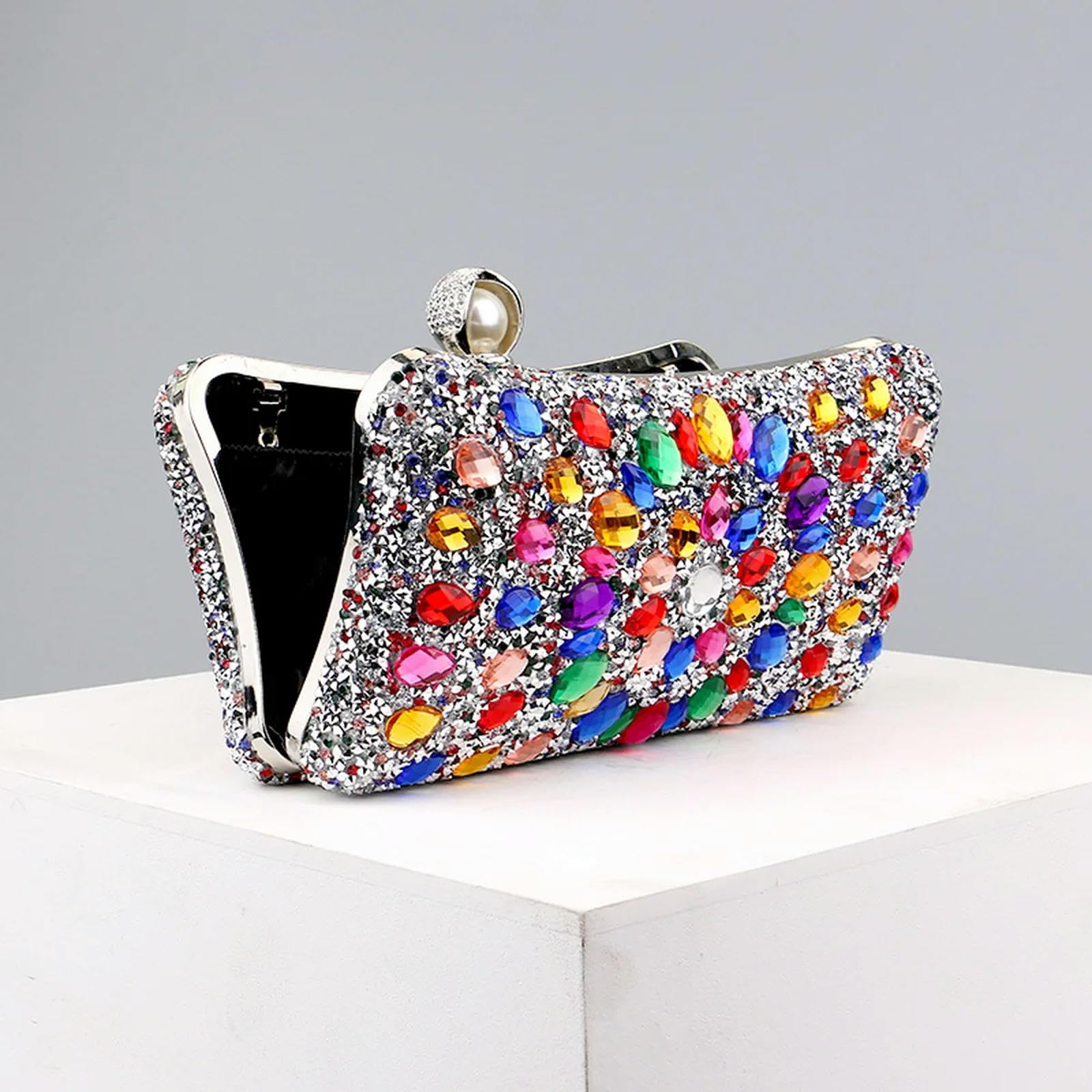 Clutch-Tasche Abendtasche Acryl Blume Strass Clutch Bag Metall Faux Pearl Prom Hochzeit Abendessen Tote Bag-ym318blau