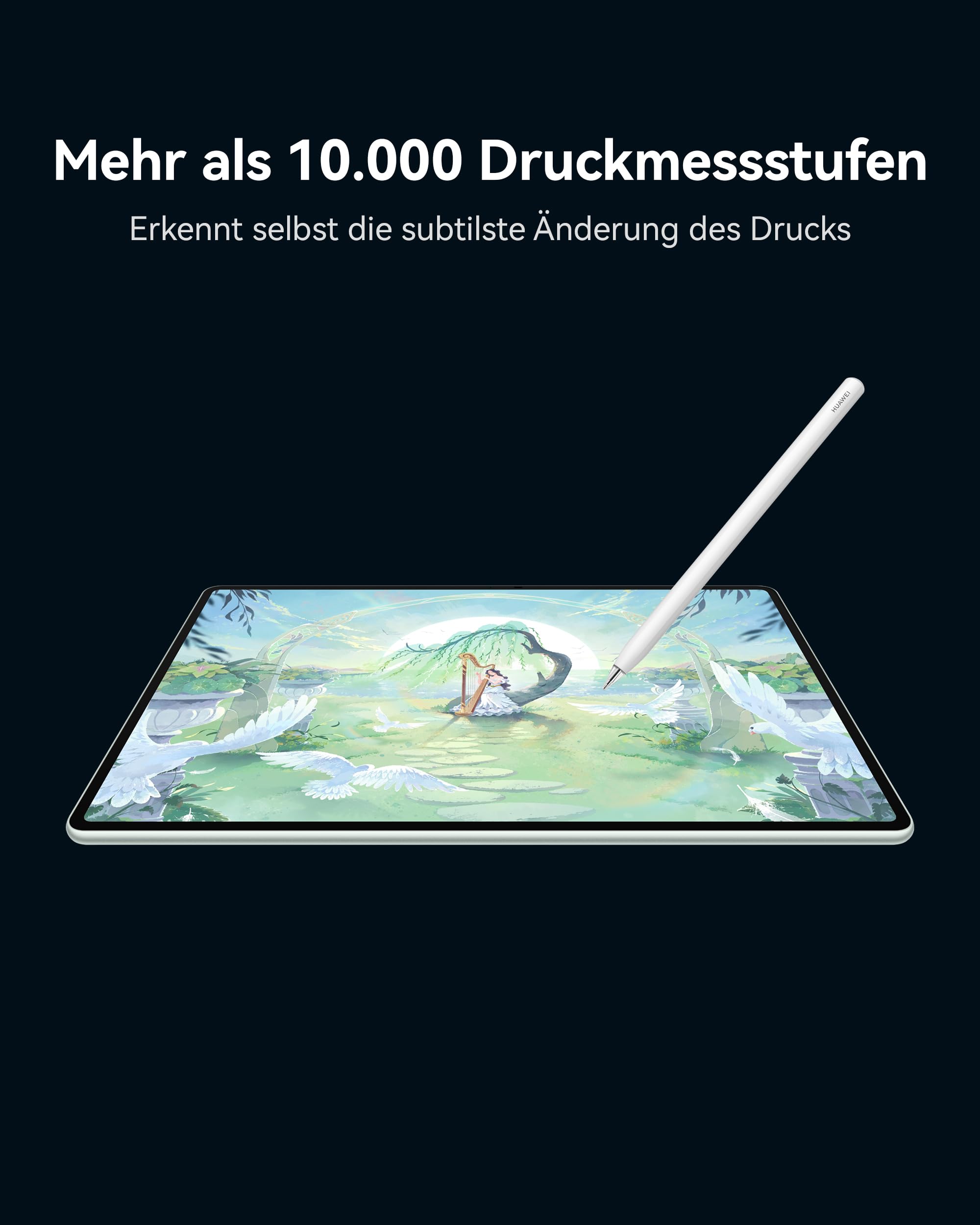 HUAWEI M-Pencil Pro, Stiftstift mit DREI Stiftspitzen, Weiß | Magnetische drahtlose Kopplung und Aufladung, Taktile Rückmeldung, Über 10.000 Druckempfindlichkeitsstufen