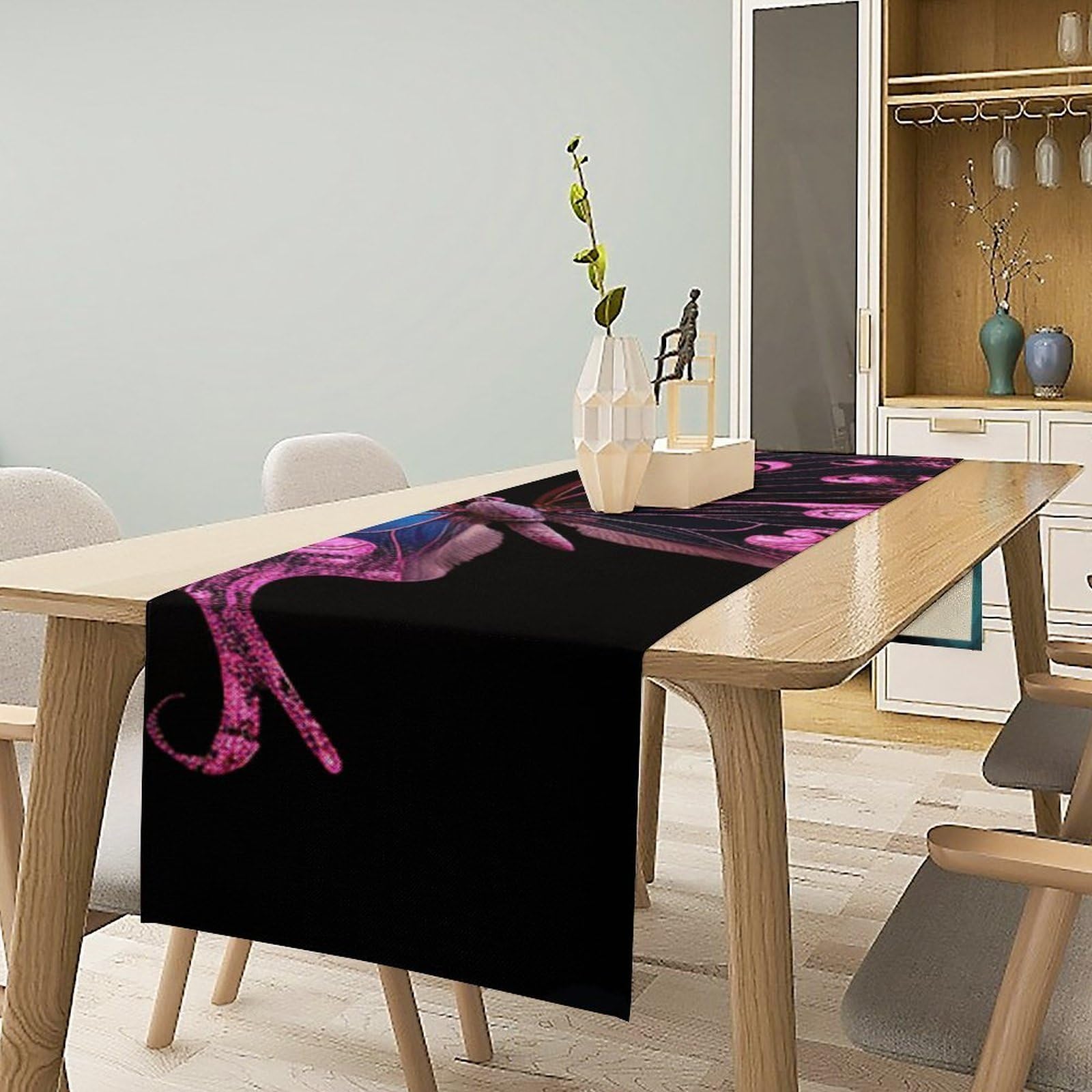 Nice Butterfly Table Runner 13x72 Inch Linens Burlap Table Runner with Tassels Boho Farmhouse Table Runner for Kitchen Home Christmas Halloween Party Table Decor Tablecloth