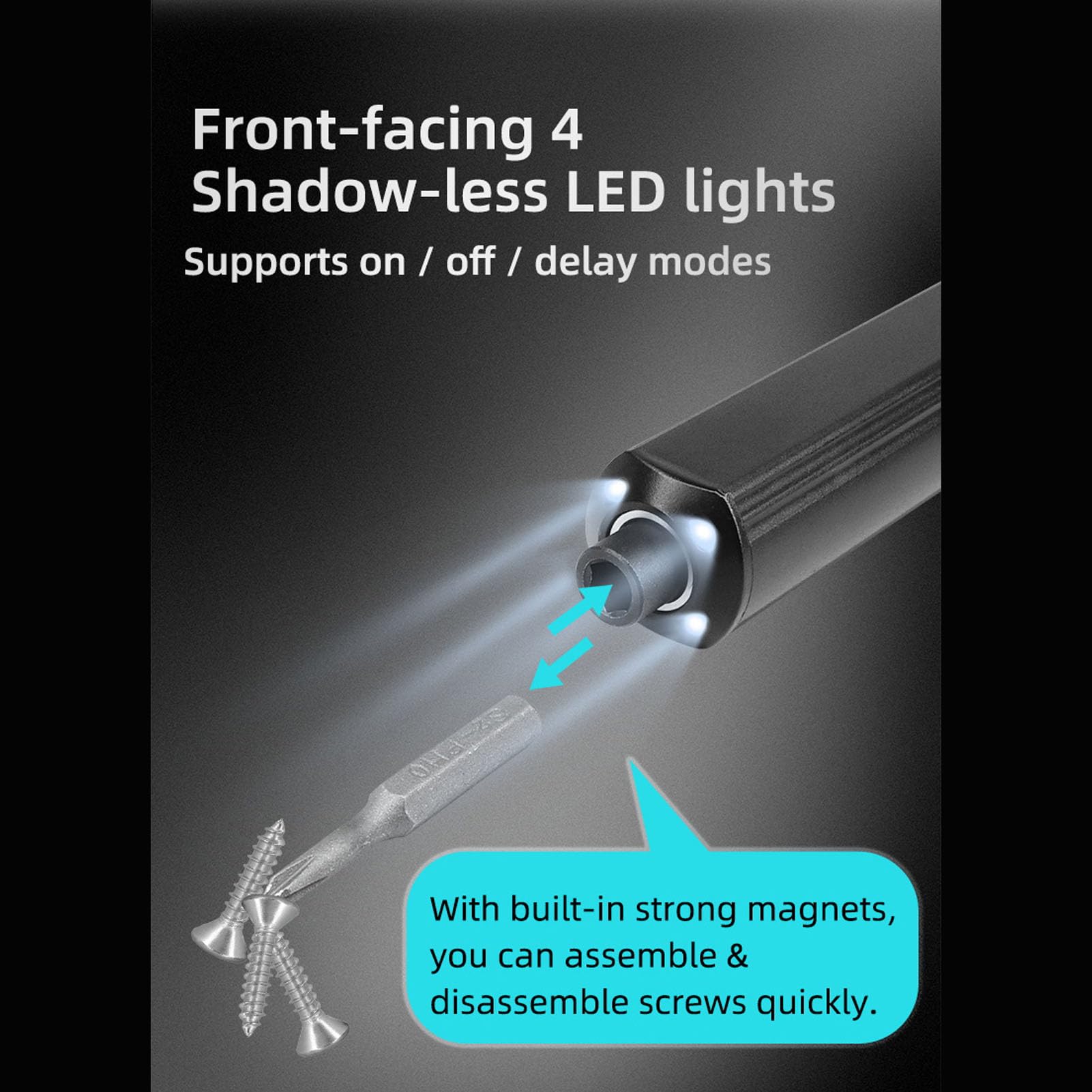 Juego de Destornilladores Eléctricos, Multifunción, con Luz LED para Diversas Tareas, Aleación de Aluminio, Modo Inductivo, para Reparación y montaje.