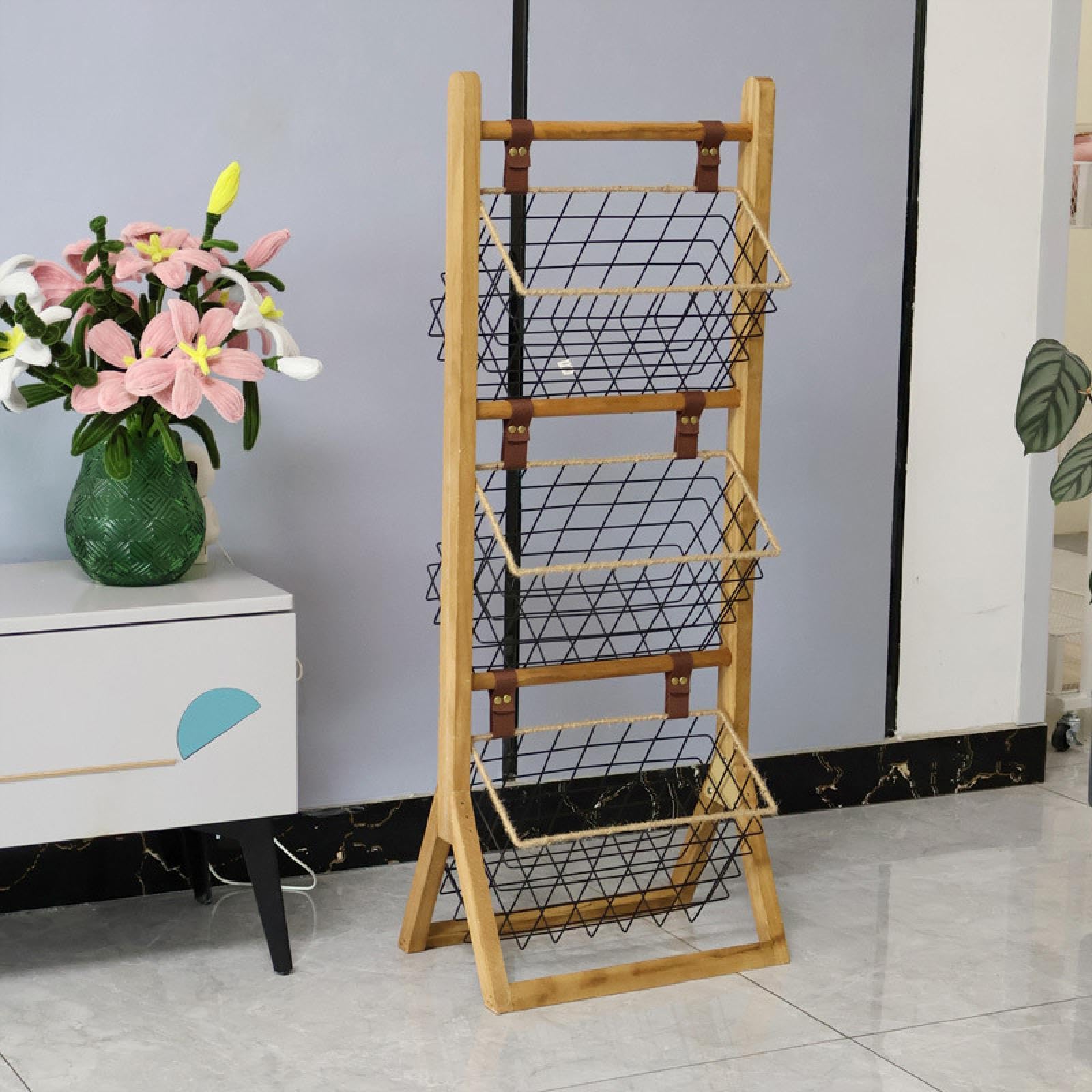 KESOTO Estante del Almacenamiento de La Cesta del Almacenamiento del Soporte del Piso para El Organizador Derecho de La de Los Libros