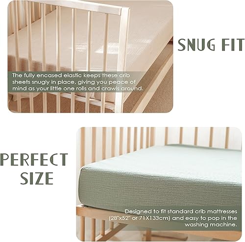 Miniatura 4 de CADECA - Juego de sábanas de muselina de alta calidad para cuna, para niñas y niños, con sábanas acogedoras, sábana de colchón de muselina neutra de