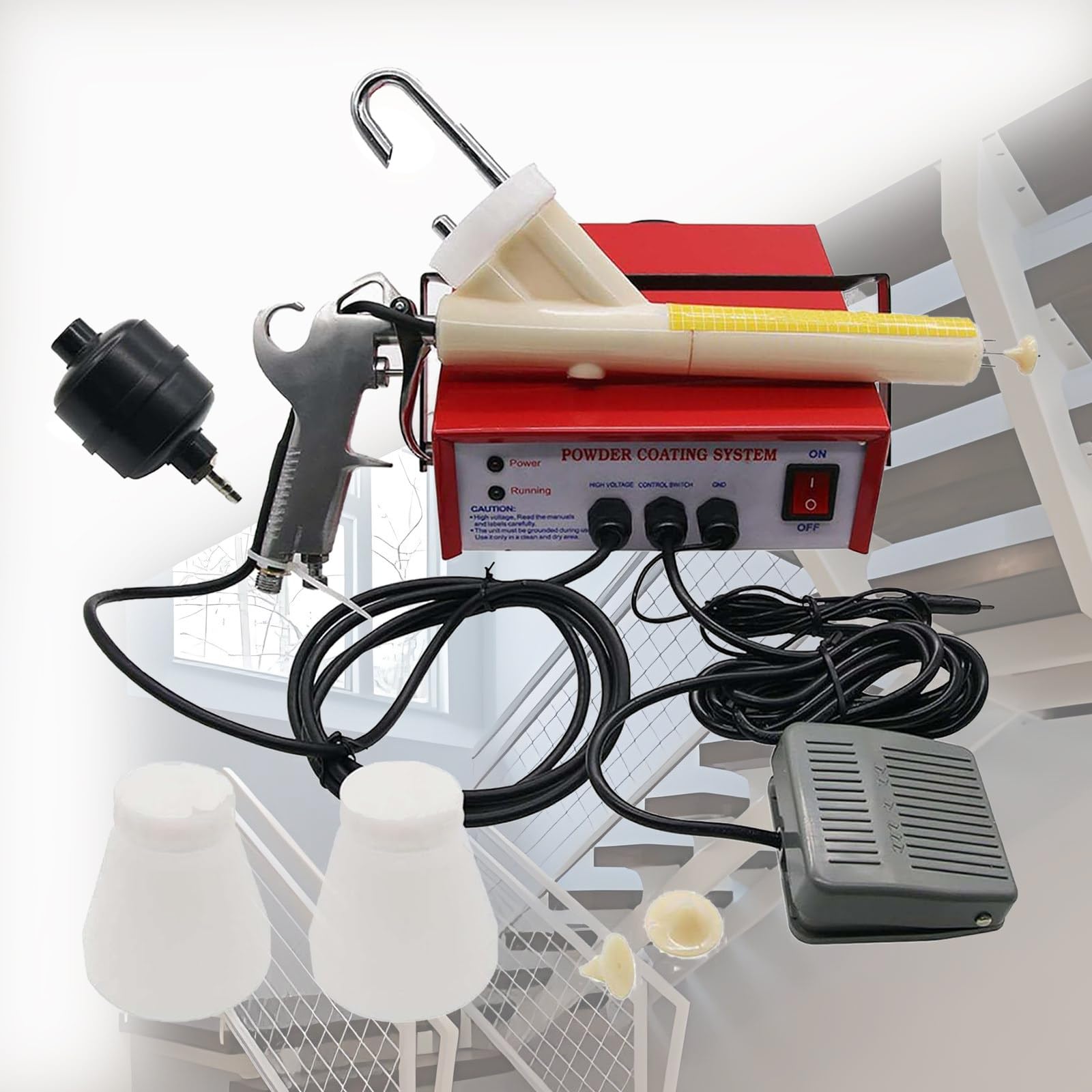 YXYLJOZ Electrostatic Spray Machine Set,Electrostatic Powder Coating Systems,Powder Coating Gun,Powder Coat Machine with Spray Gun,Foot Switch