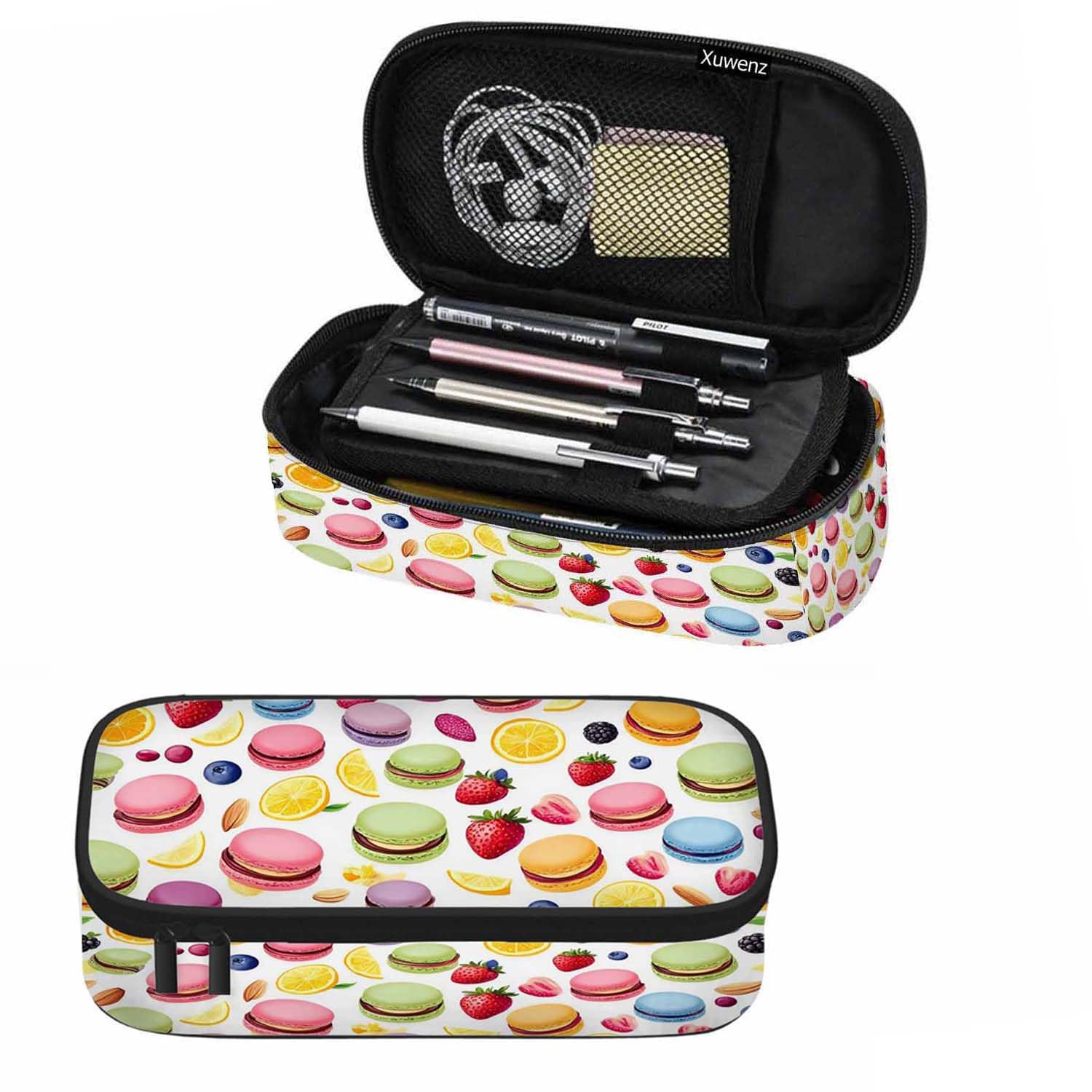 Xuwenz Cookies Pencil Case Strawberries Blueberries Grape Fruits Pencil Bag Pouch Box Organizer for College School Students Boy Girl