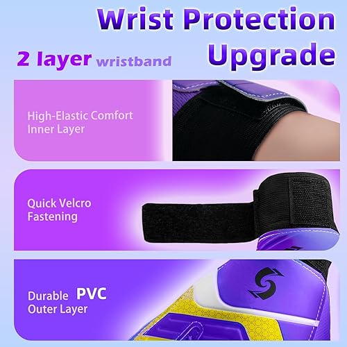 Miniatura 9 de Sportout Guantes de portero para niños, guantes de fútbol con doble protección para la muñeca y material de látex antideslizante resistente al