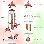 Cardinal Wind Chimes for Outside, Metal Bird Wind Chime with Aluminum Tubes, Garden & Porch Outdoor Decor, Red Cardinal Yard Decoration Gift