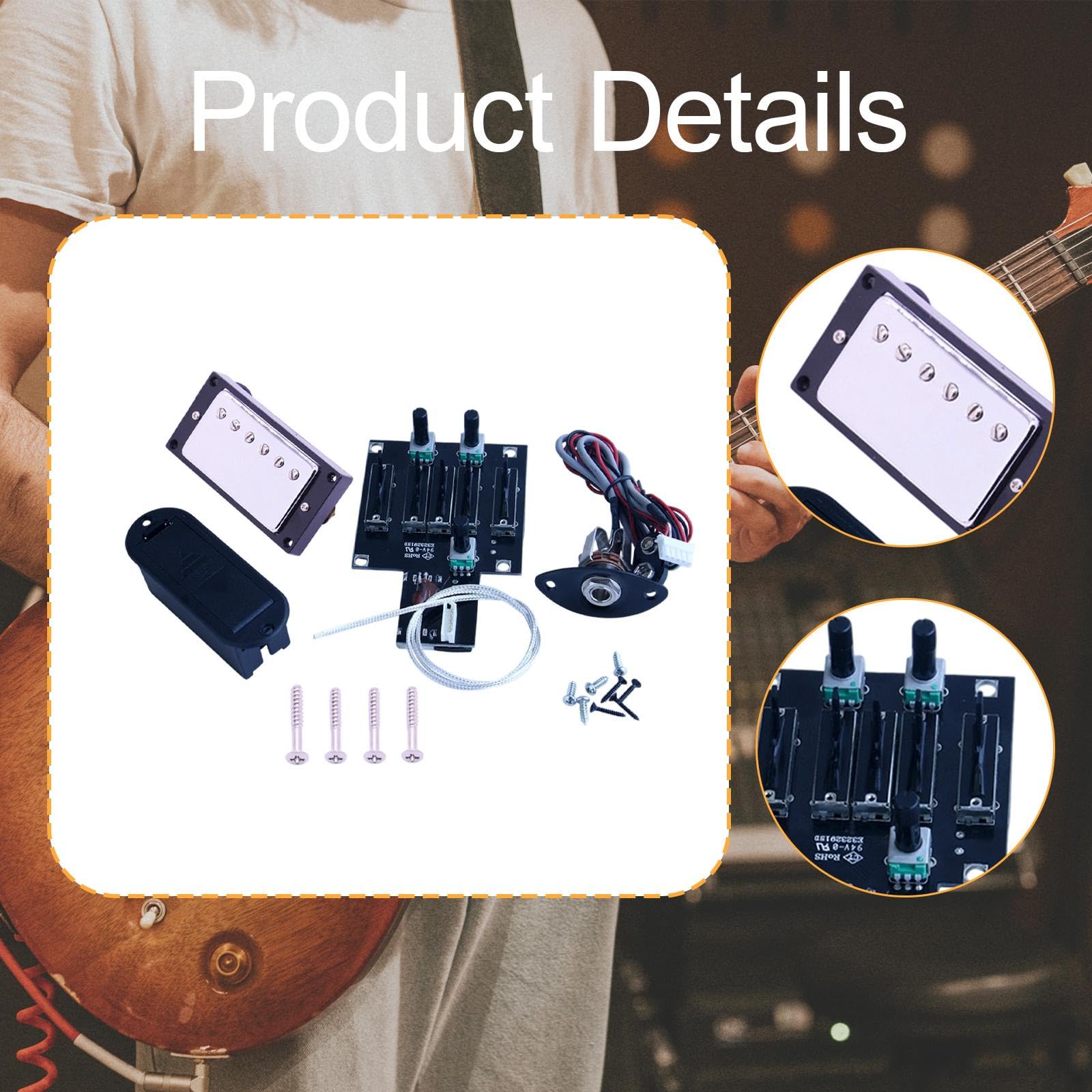 Generic Système de guitare avec prise piézoélectrique - 4 bandes - Facile à installer - Convient pour les guitaristes - Pour répétition et radiodiffusion - BS02