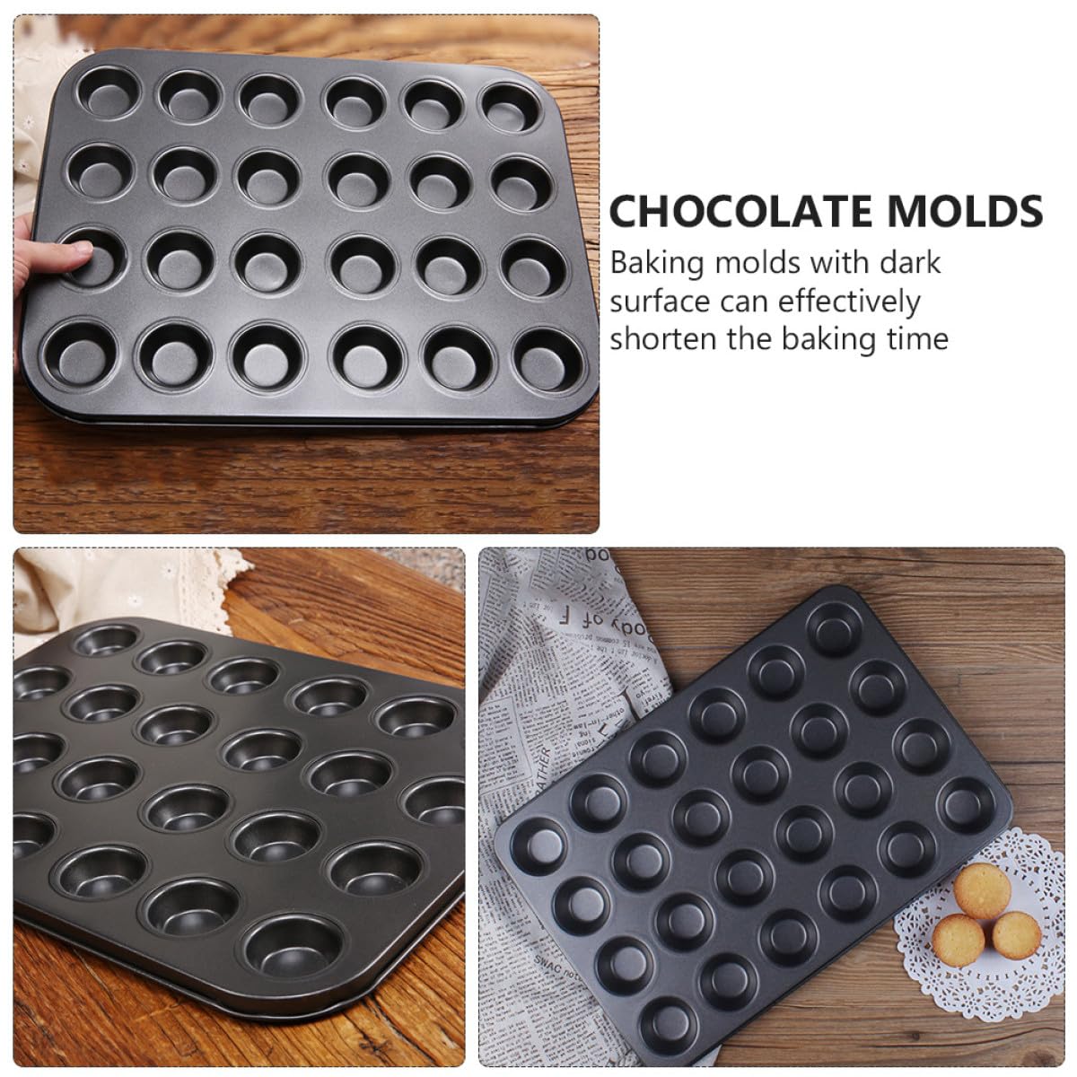 Didiseaon Moldes para Cupcakes Reutilizables 24 Cavidades Antiadherentes, Moldes Prácticos para Hornear Saludables en Silicona Resistente hasta 230°c, Bandejas para Muffins Diy, Utensilios