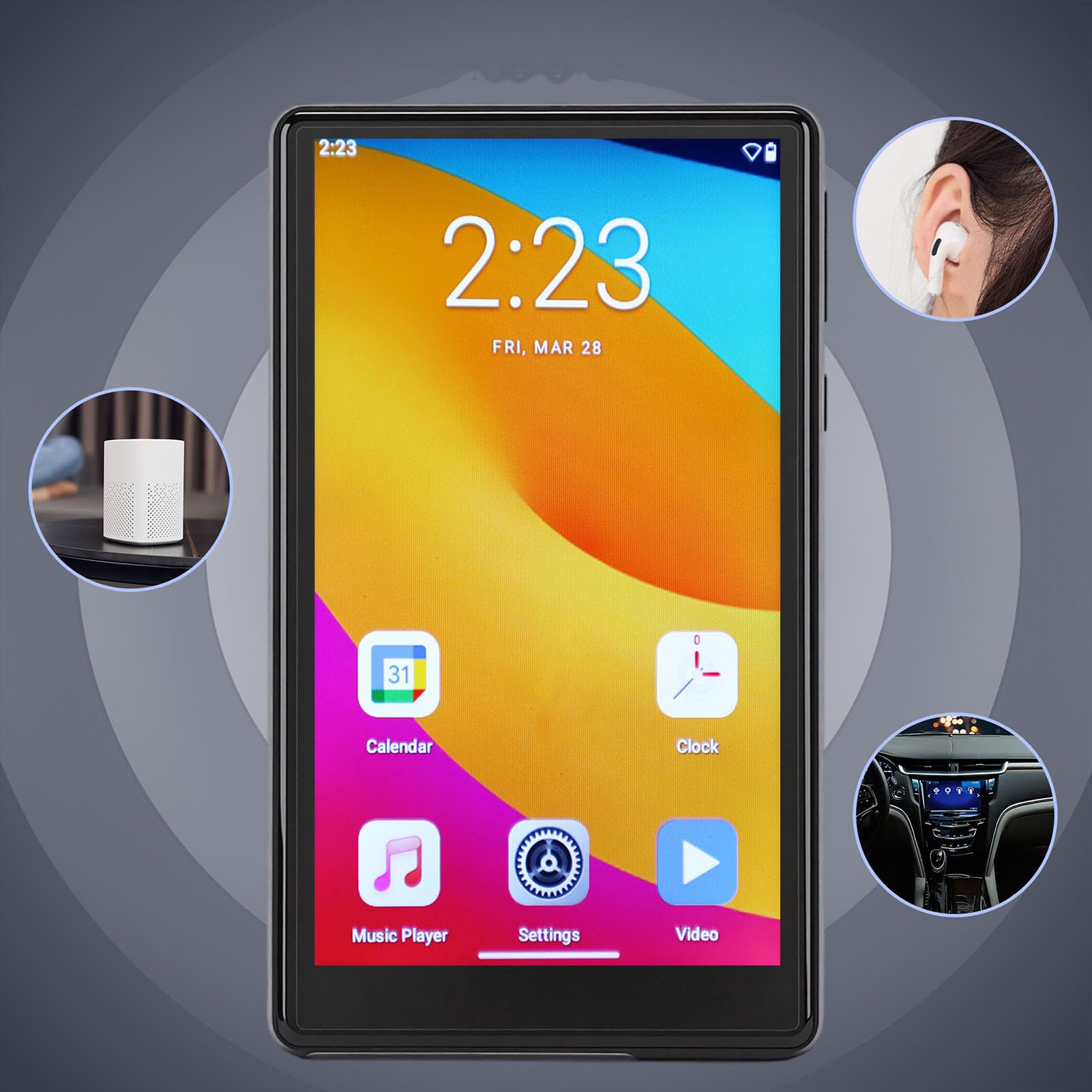 Tosuny Reproductor MP3 con y WiFi, Reproductor MP4 con Pantalla Táctil Completa HD de 5.0"con Altavoz, Reproductores de Música HiFi Portátiles con Radio FM, Libro Electrónico, (Black)