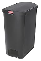 Vista 5 de Rubbermaid Commercial Products - Bote de basura Streamline Slim con pedal Papelera de plástico, 13 galones (50 litros), color negro, con tapa