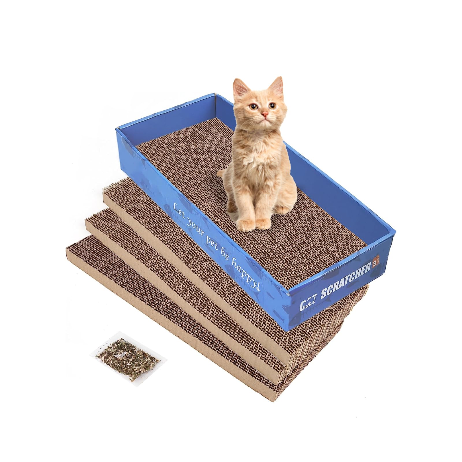 Emily Pets Cat Scratcher Pads, Wide Recycle Corrugated Cat Scratching Pad, Reversible Cat Scratcher Cardboard Lounge Sofa Bed Replacement with Box, 100% Organic Catnip Included Flat (B08XKGX918) Amazon Price History, Amazon Price Tracker