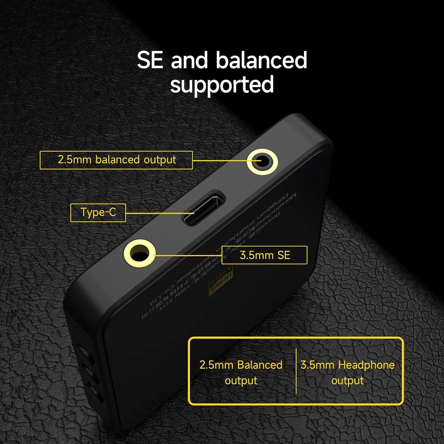 HiBy FD1 Ports: 2.5mm Balanced, Type-C, 3.5mm SE